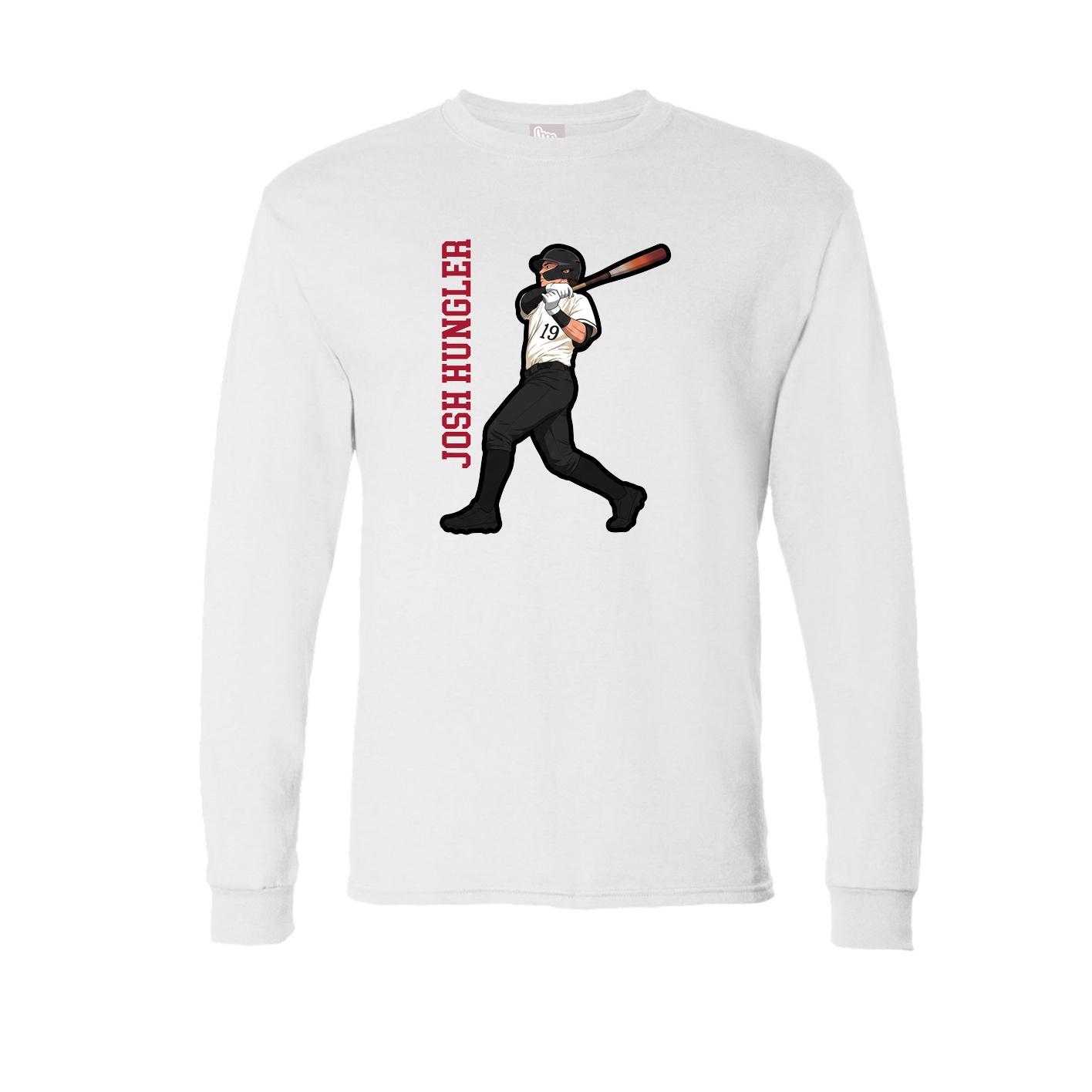 Long Sleeve Tee — Name Vertical in White