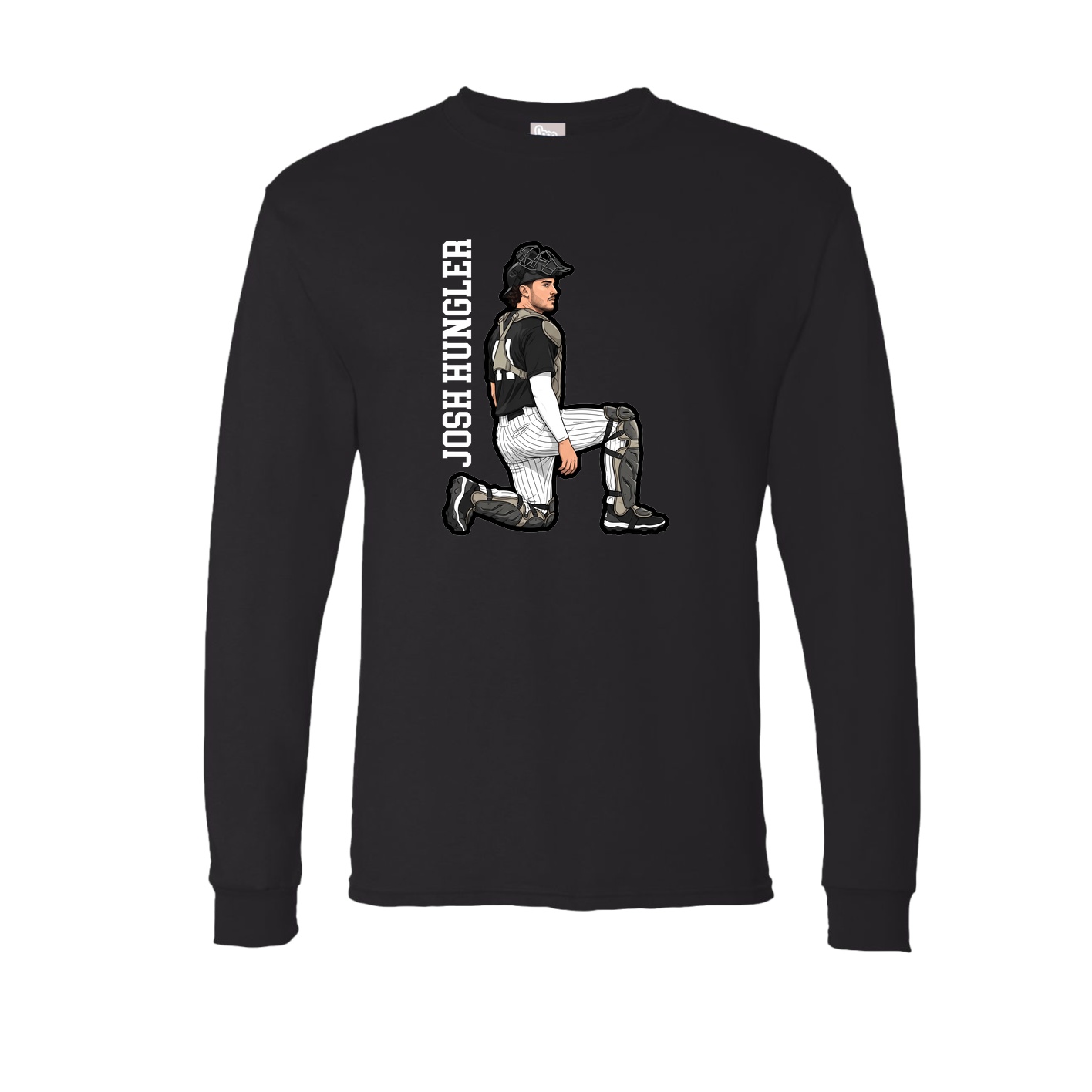 Long Sleeve Tee — Name Vertical in Black
