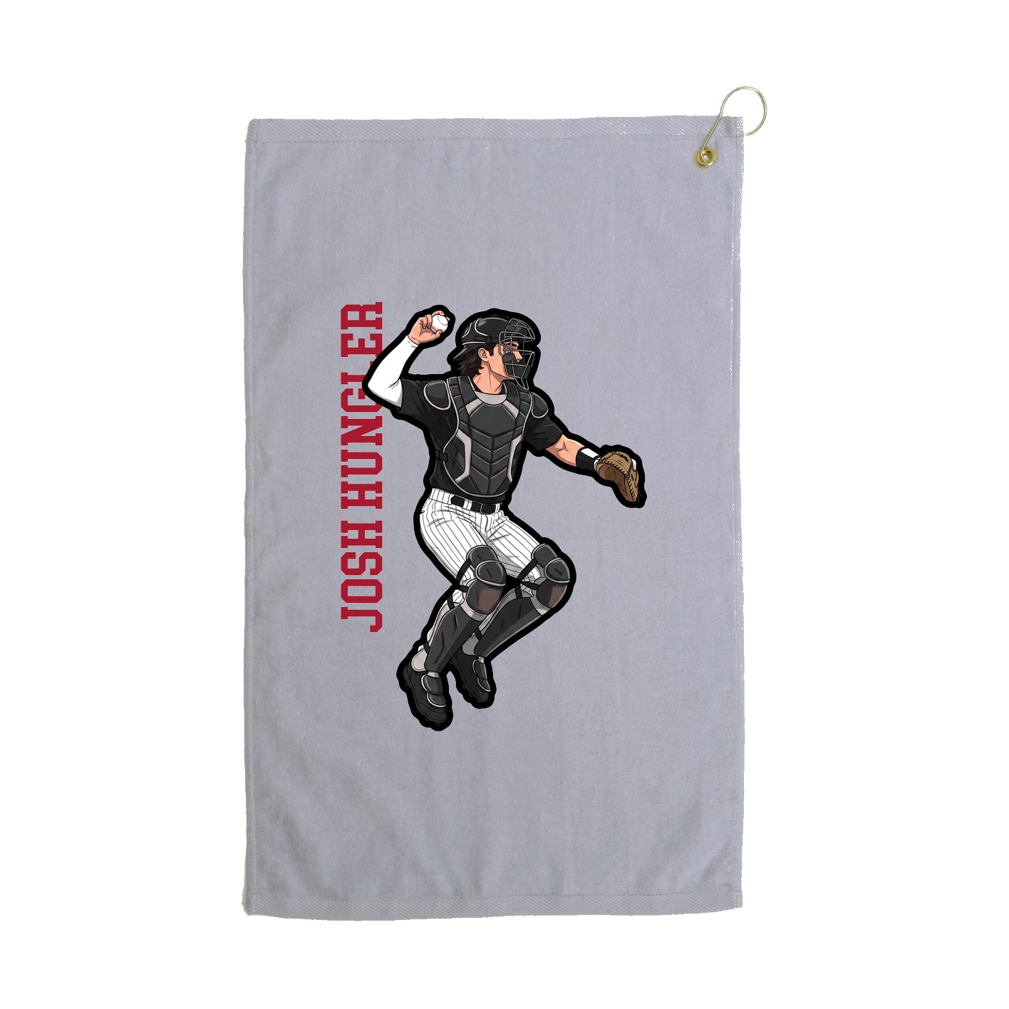 Golf Towel — Name Vertical in Grey