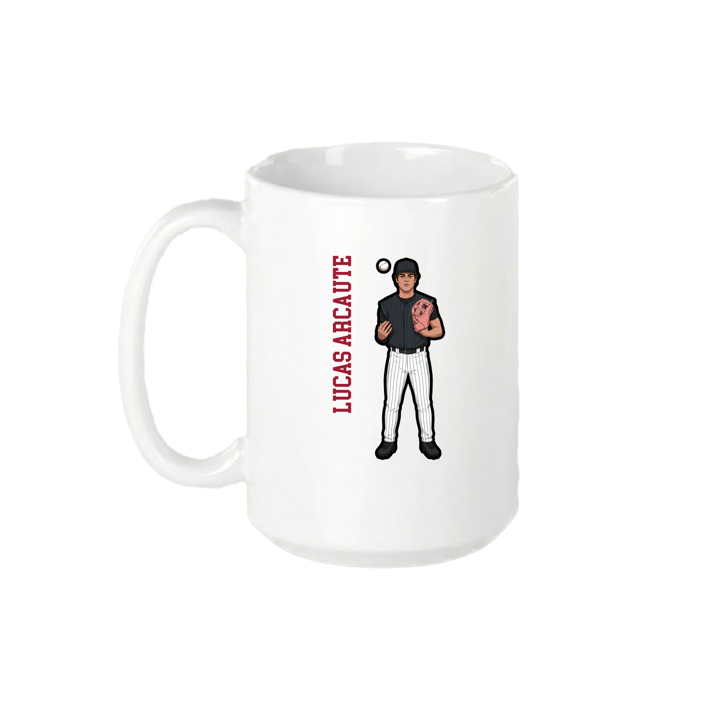 15oz Coffee Mug — Name Vertical in White