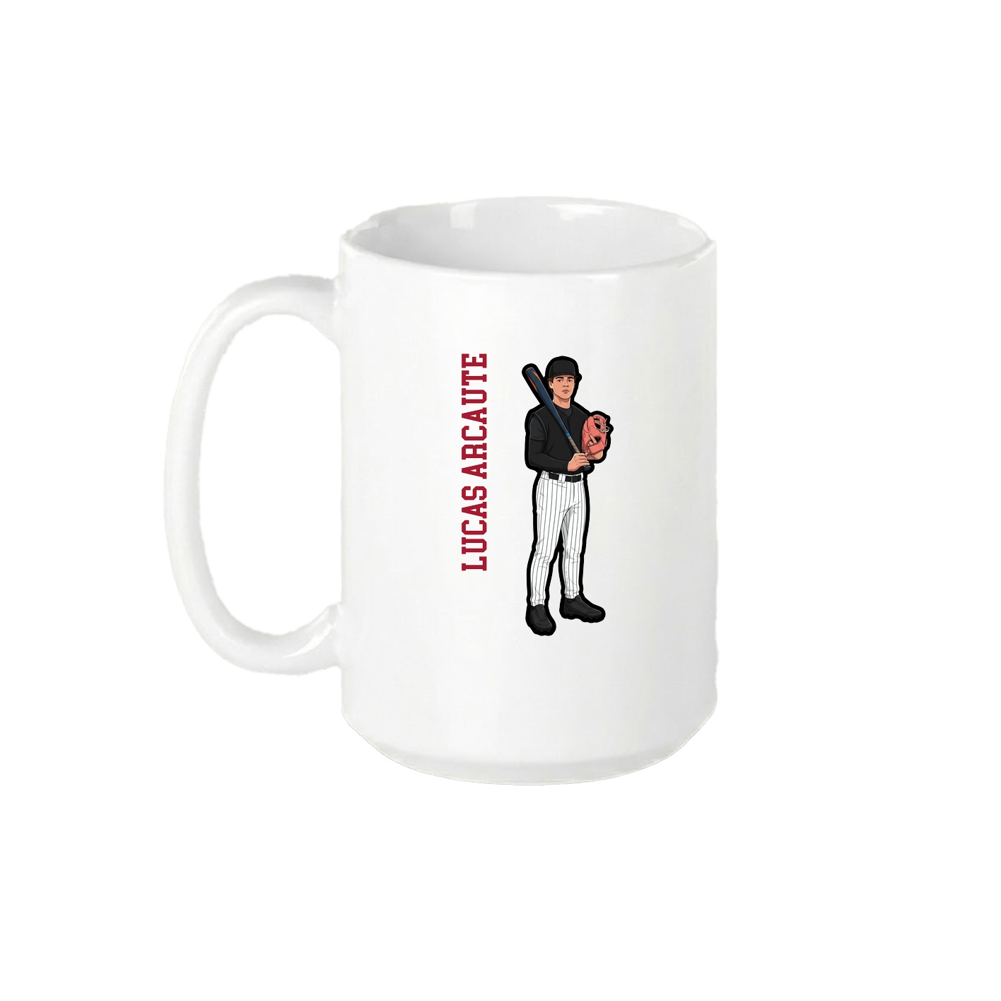 15oz Coffee Mug — Name Vertical in White