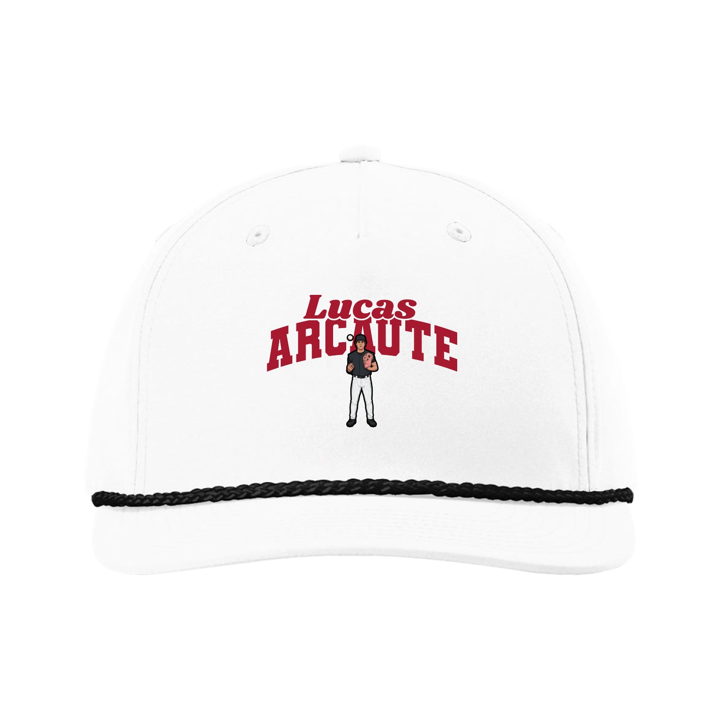 Five-Panel Classic Rope Cap — Signature Arch in White