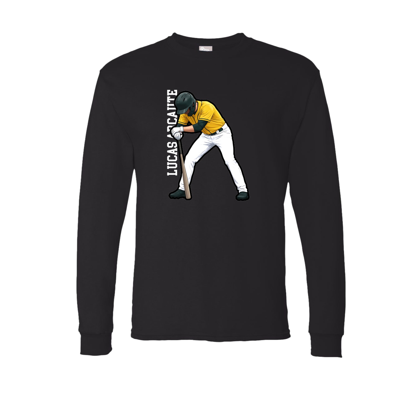 Long Sleeve Tee — Name Vertical in Black
