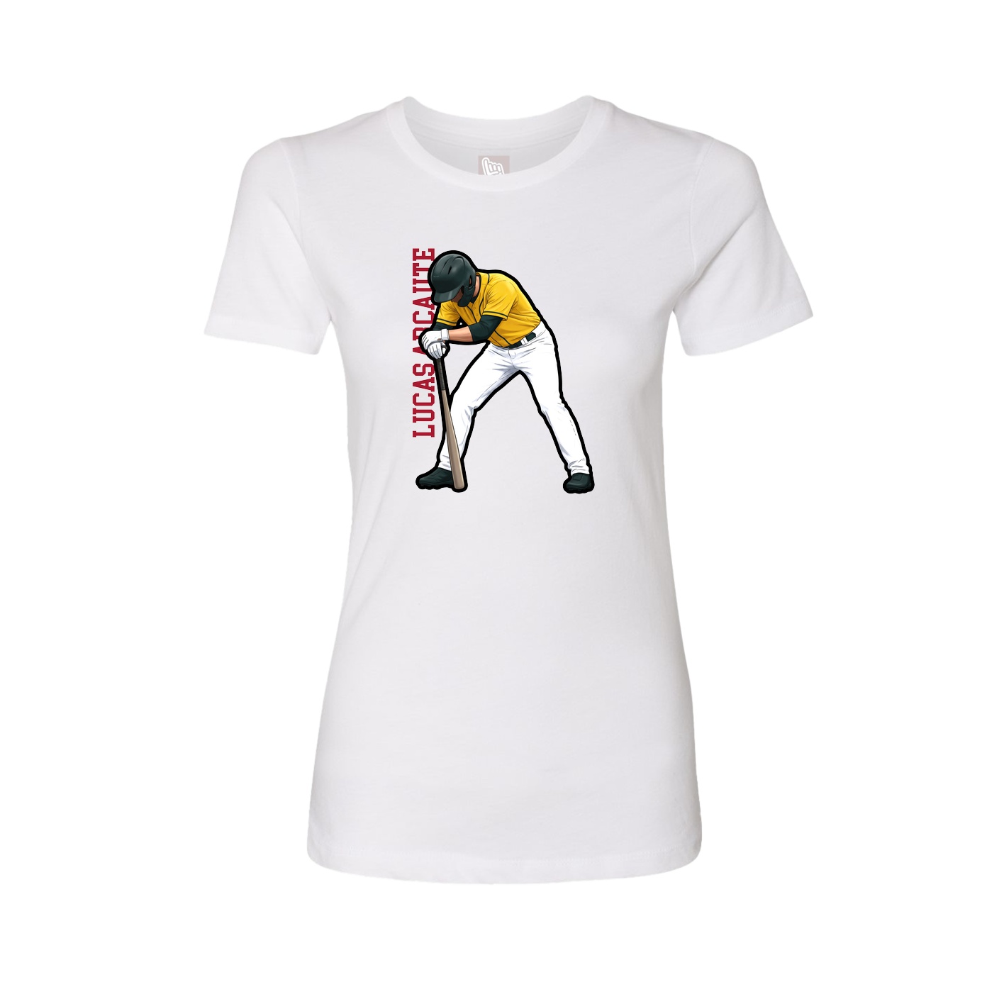 Fitted Women's Tee — Name Vertical in White