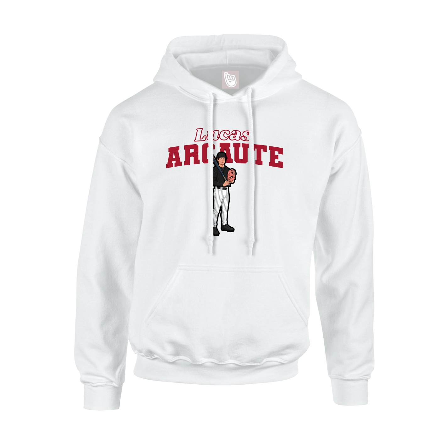 Youth Hoodie — Name Arch in White