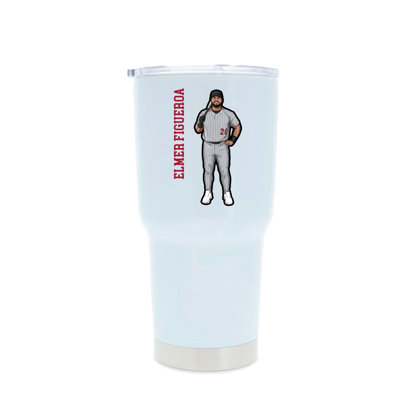 30oz Stainless Steel Tumbler — Name Vertical in White