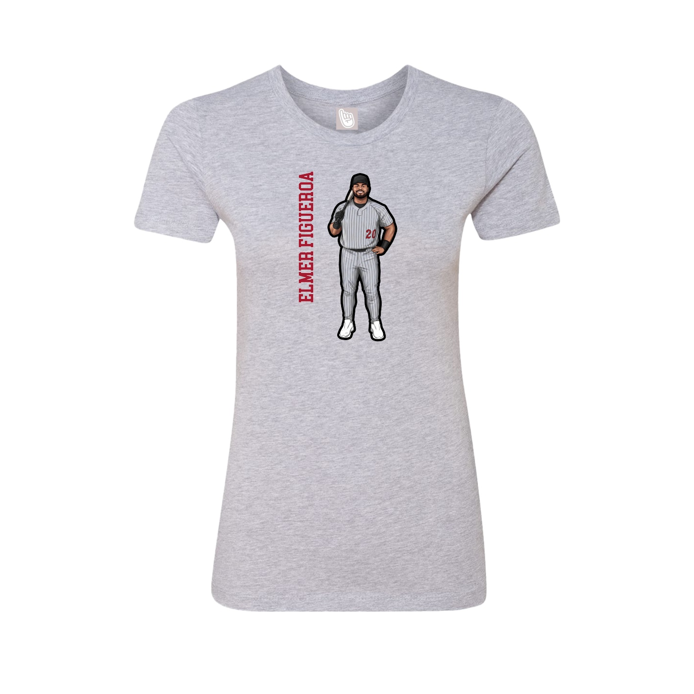 Fitted Women's Tee — Name Vertical in Grey