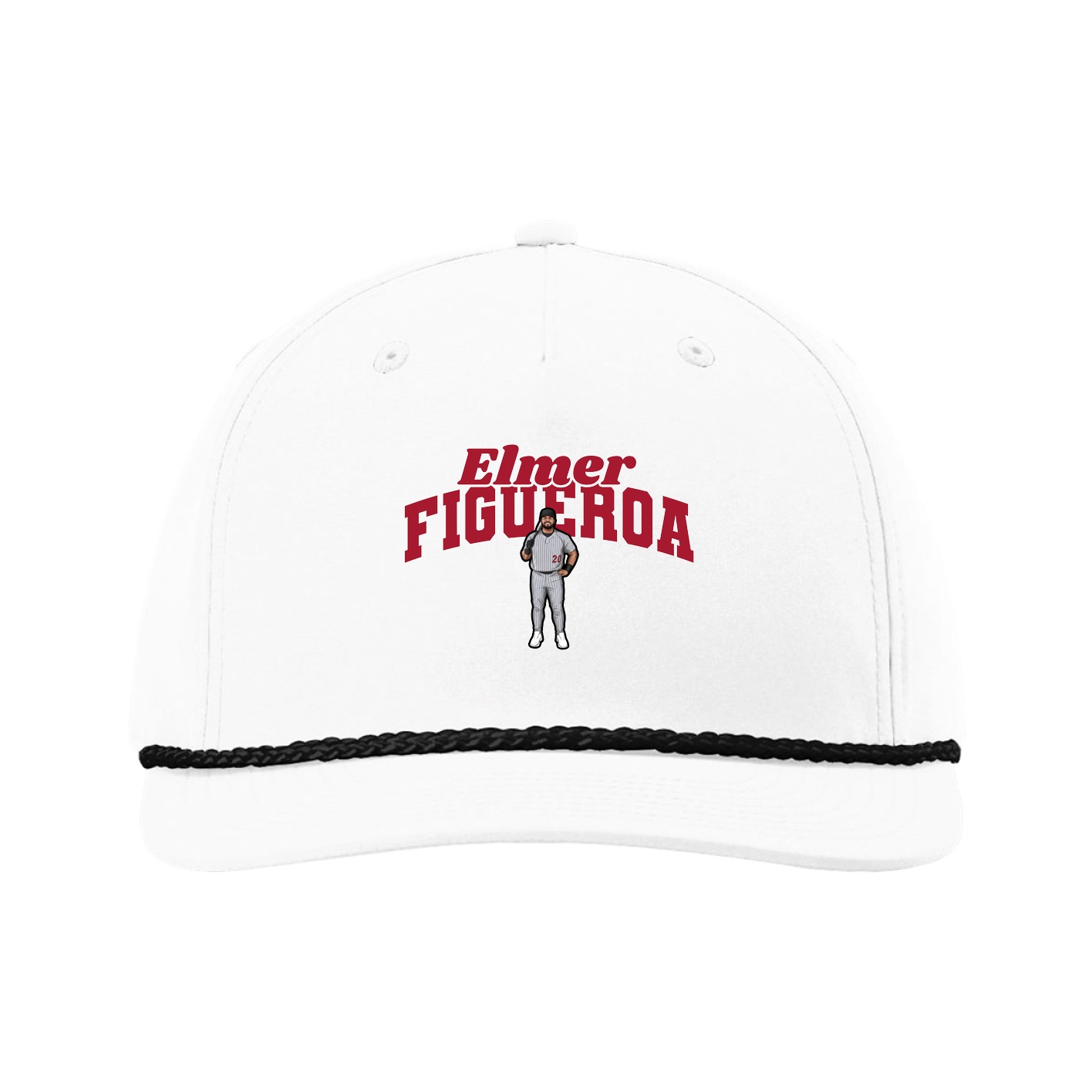 Five-Panel Classic Rope Cap — Signature Arch in White