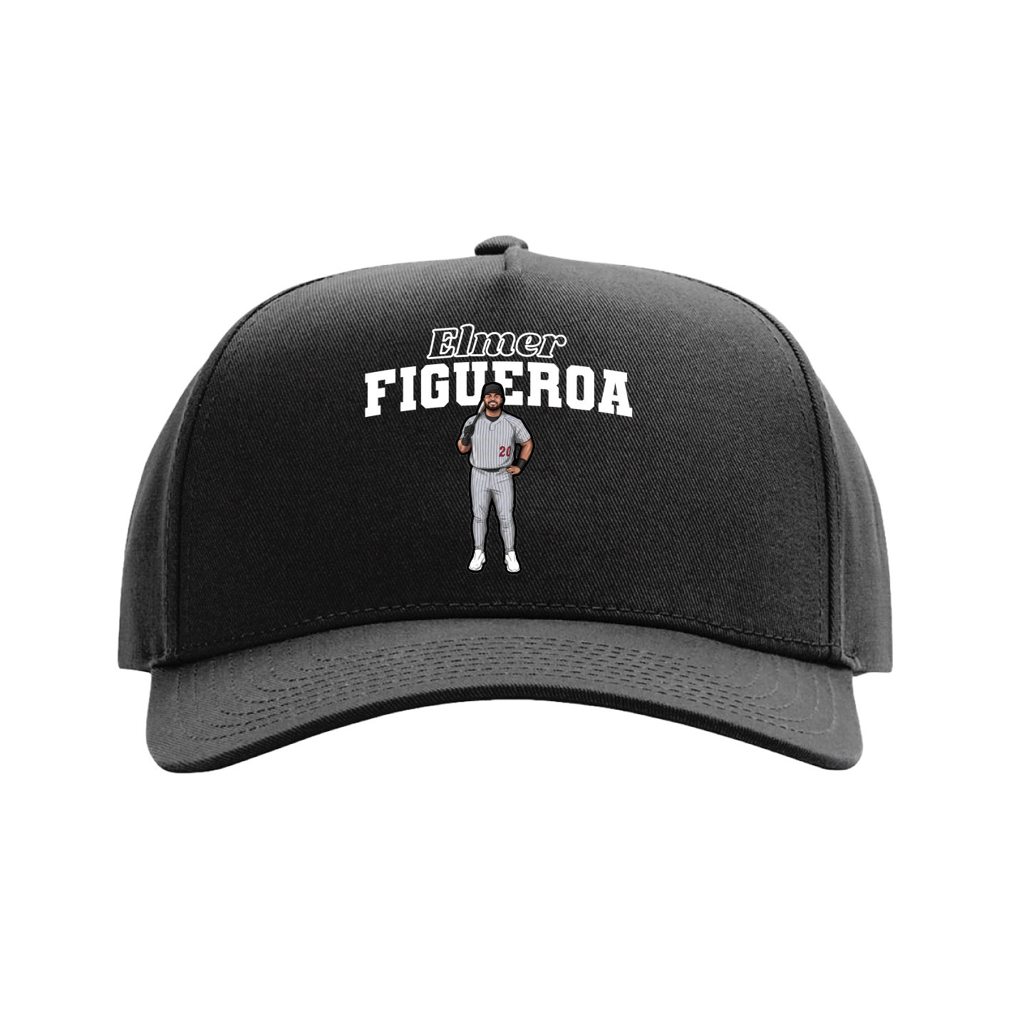 Full Fabric Five-Panel Champ Cap — Name Arch in Black