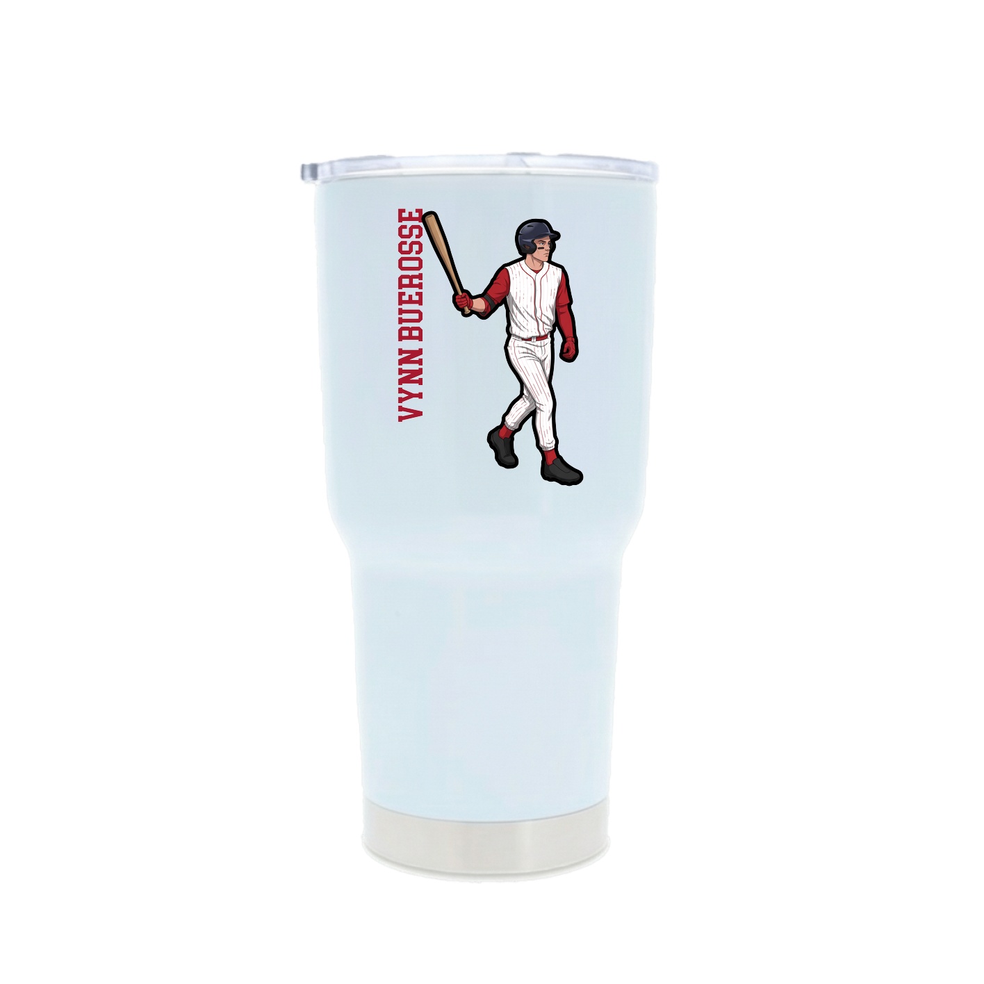 30oz Stainless Steel Tumbler — Name Vertical in White