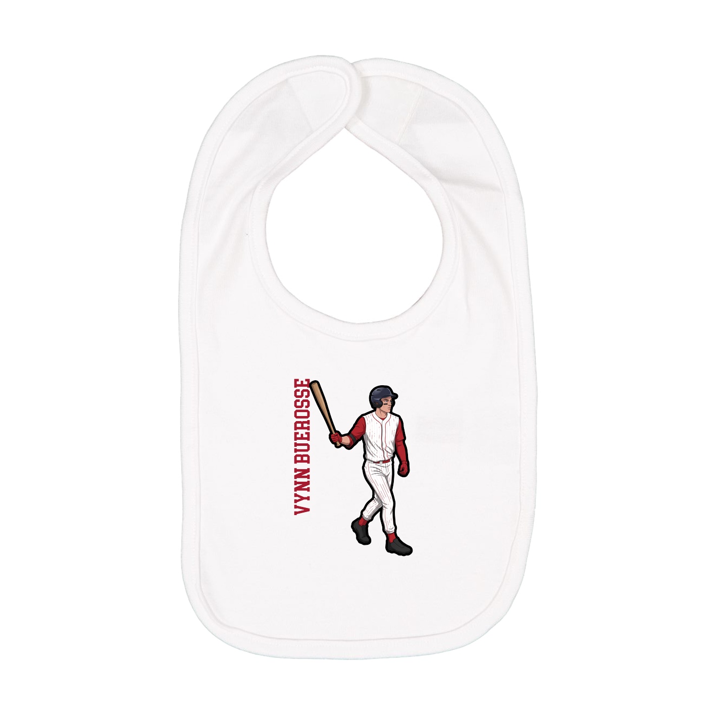 Infant Bib — Name Vertical in White