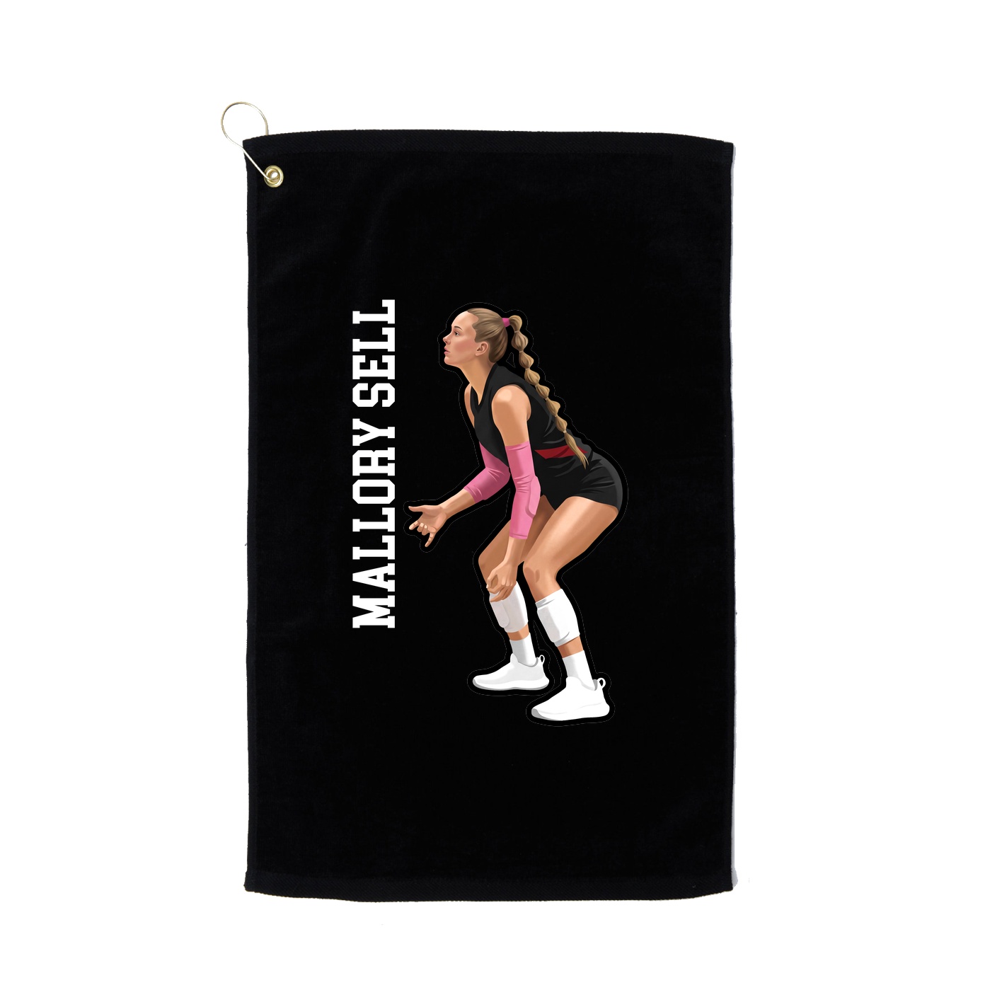 Golf Towel — Name Vertical in Black