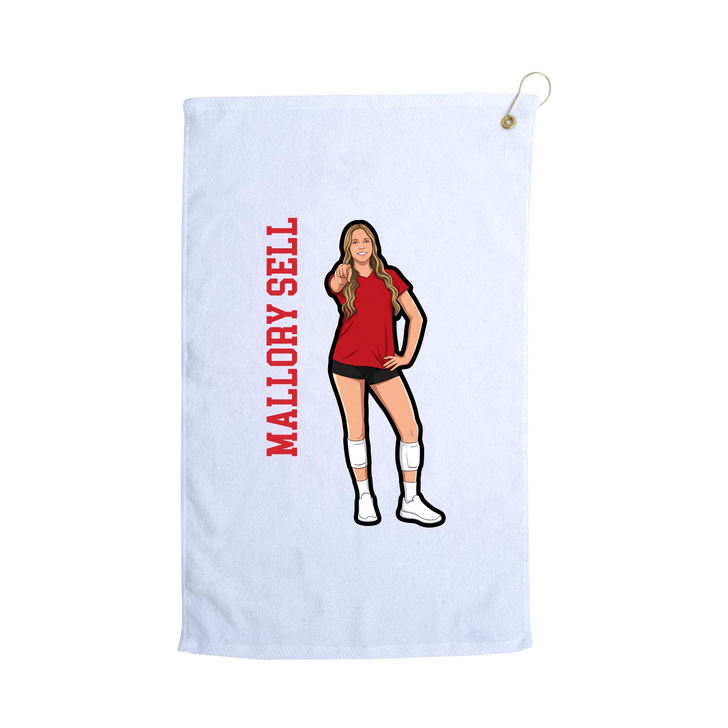 Golf Towel — Name Vertical in White