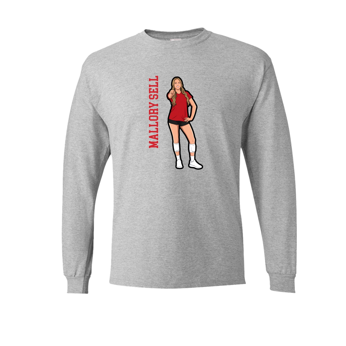 Long Sleeve Tee — Name Vertical in Grey
