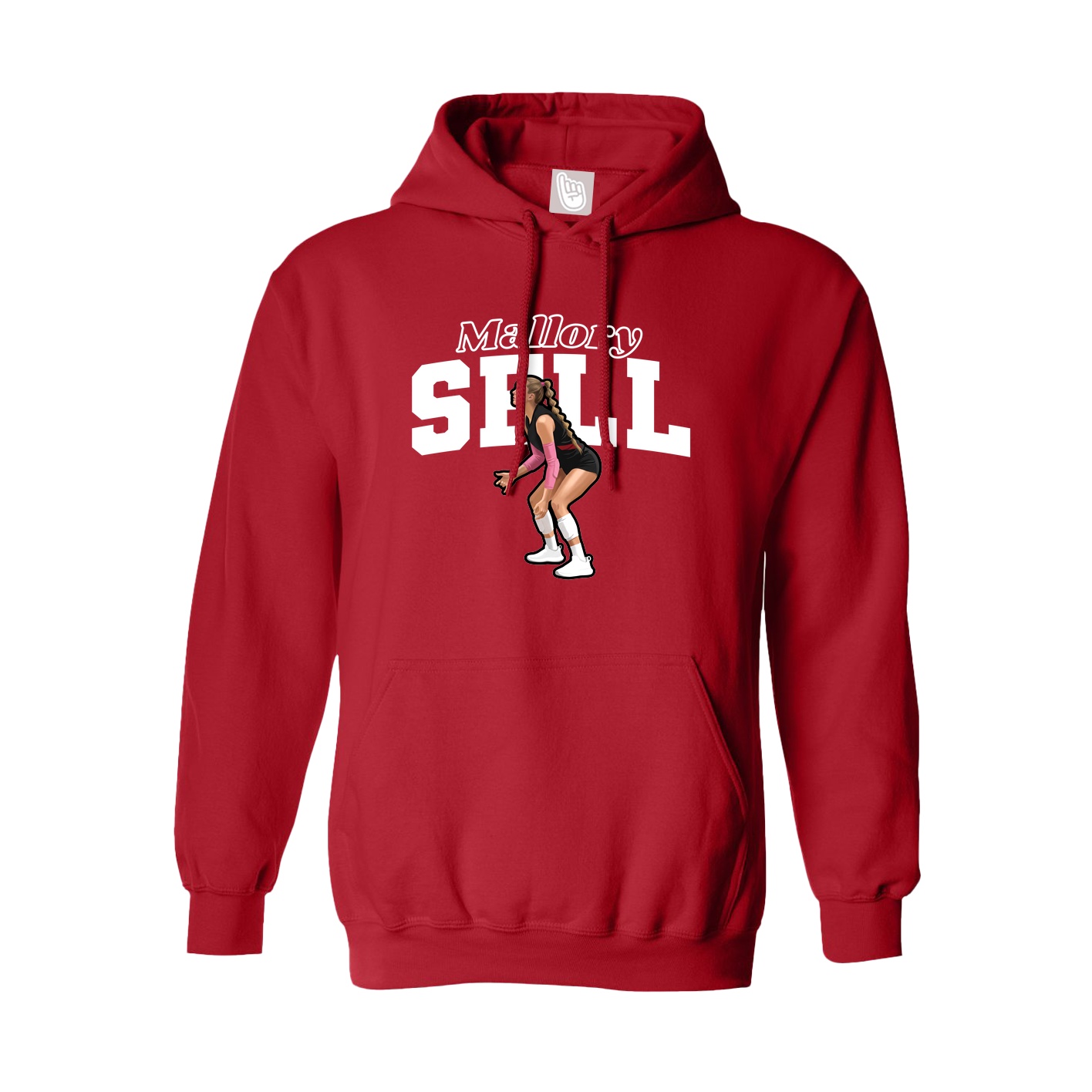 Youth Hoodie — Name Arch in Red