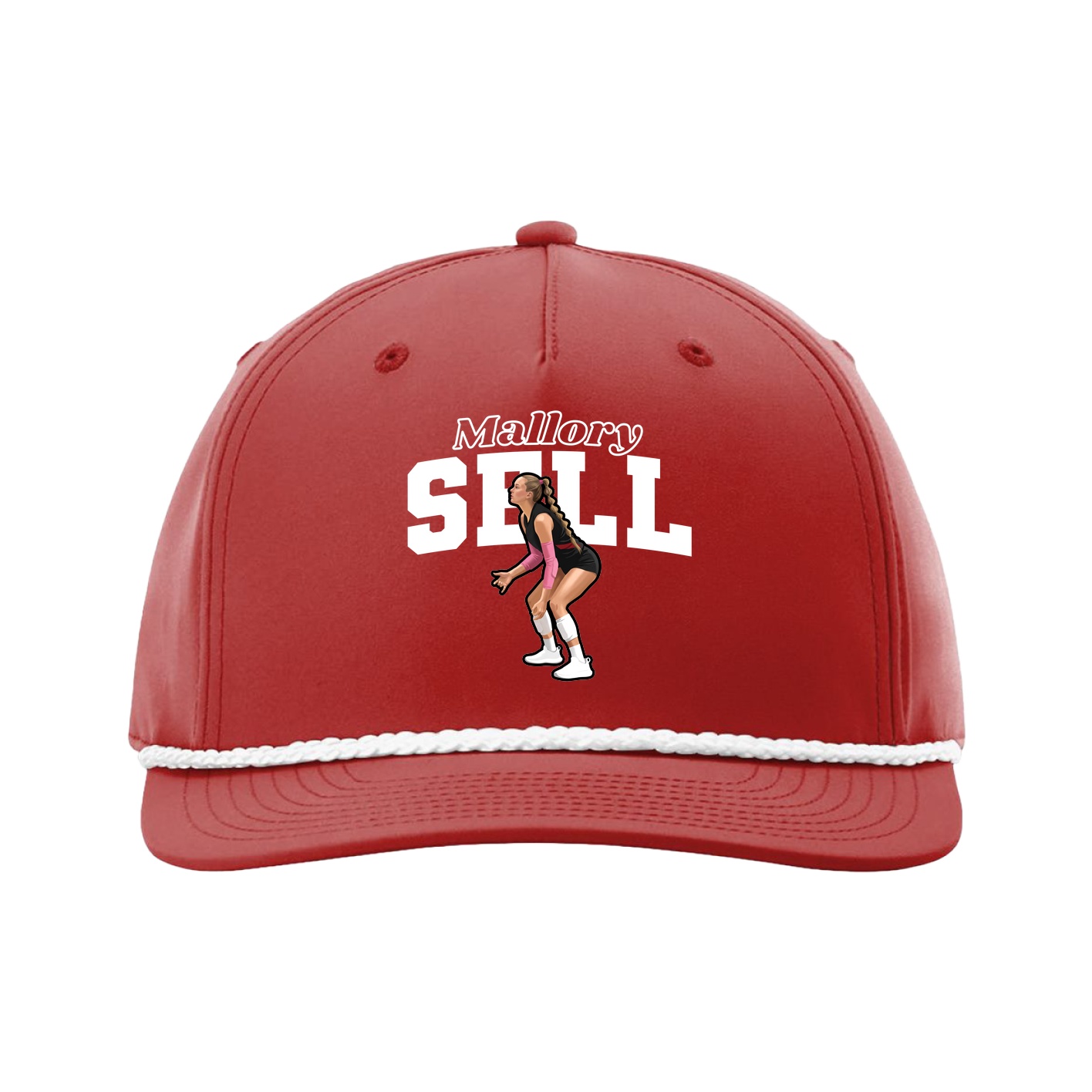 Five-Panel Classic Rope Cap — Name Arch in Red