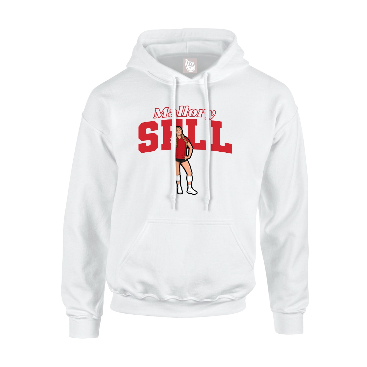 Youth Hoodie — Name Arch in White