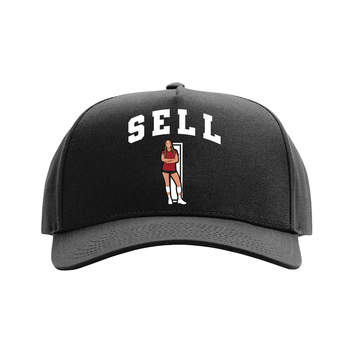 Full Fabric Five-Panel Champ Cap — Number in Black