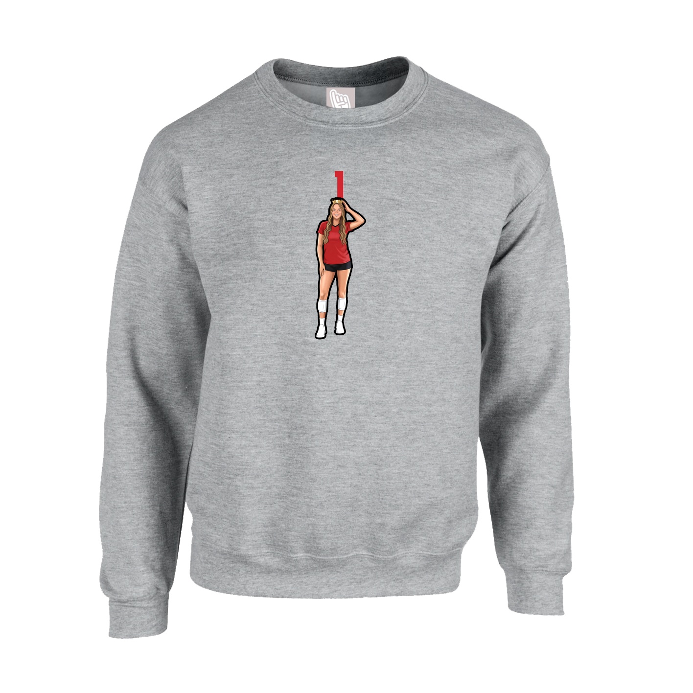 Fleece Crew — Number Top in Grey
