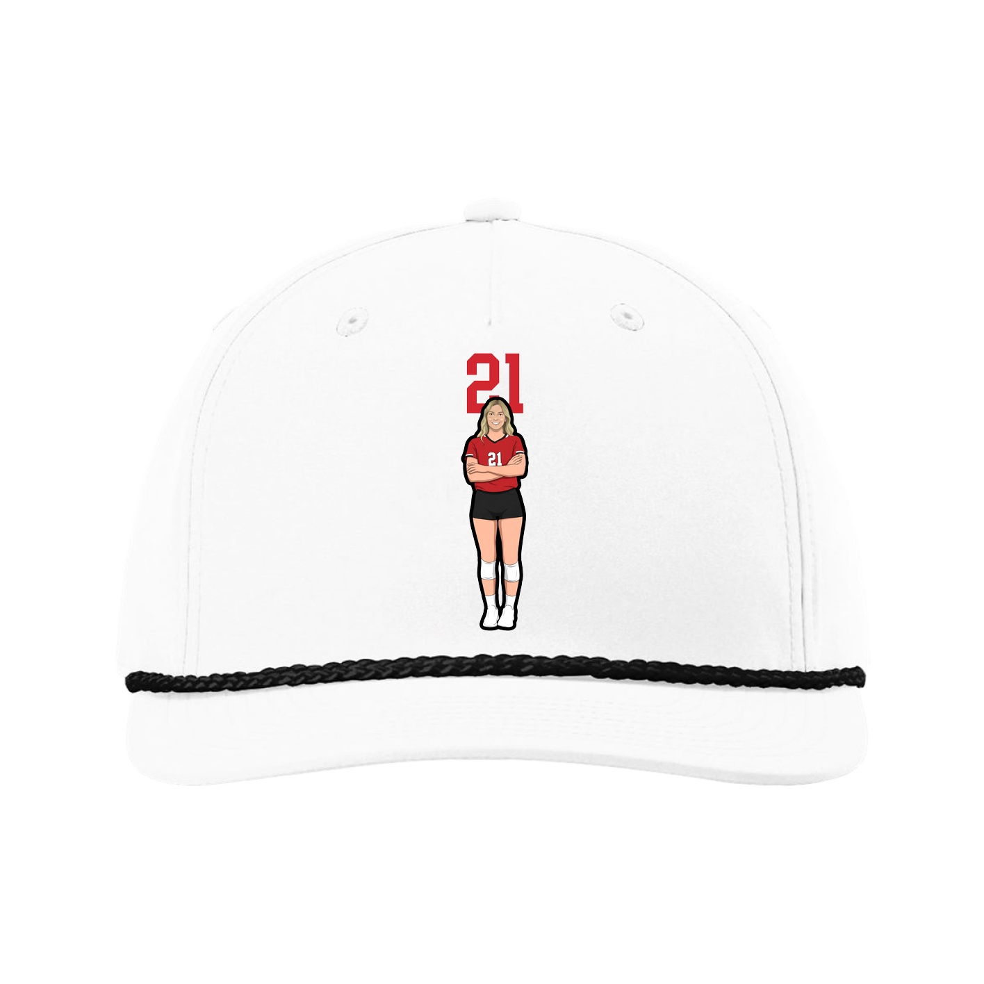 Five-Panel Classic Rope Cap — Number Top in White