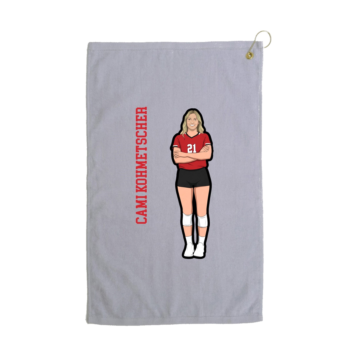Golf Towel — Name Vertical in Grey
