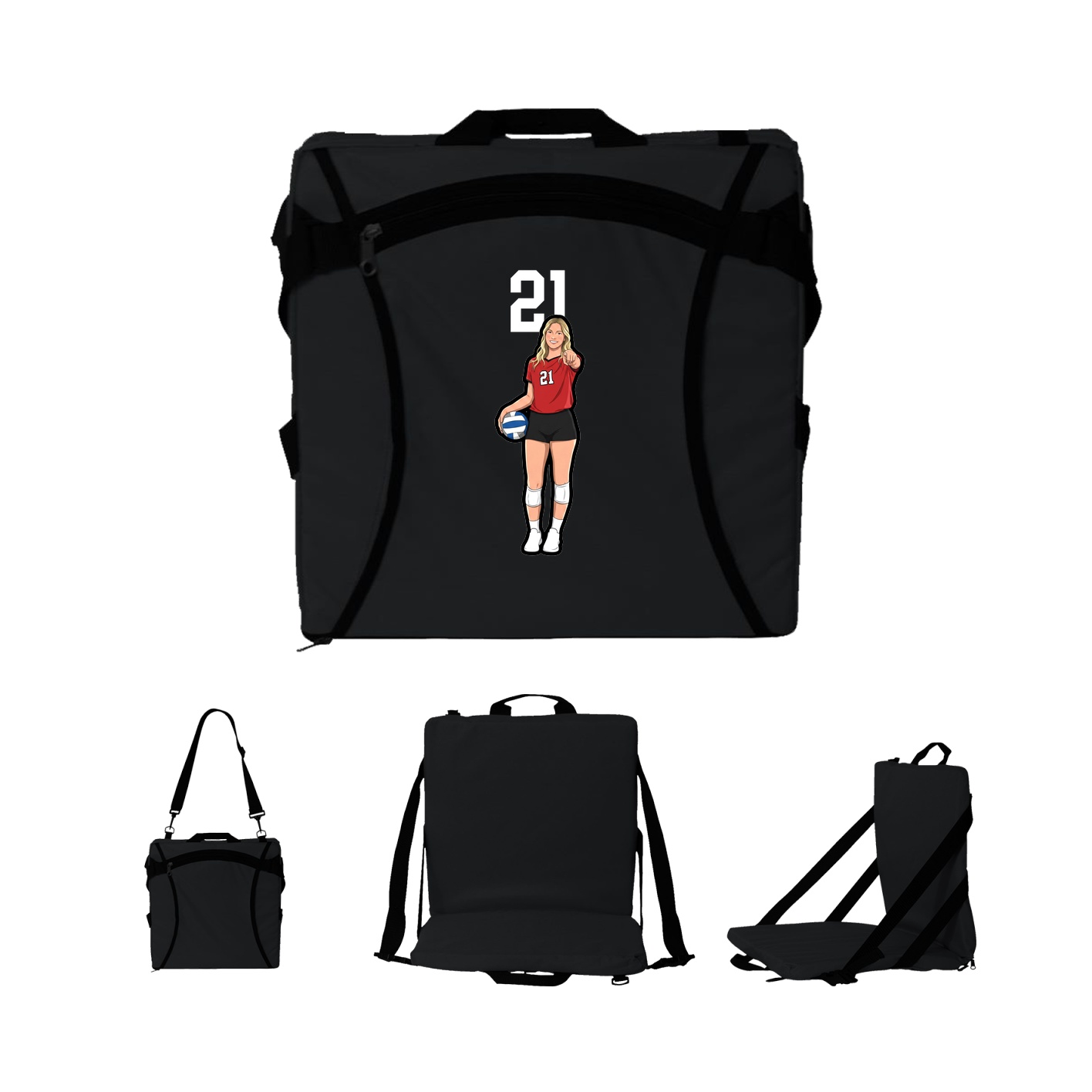 Folding Stadium Seat — Number Top in Black