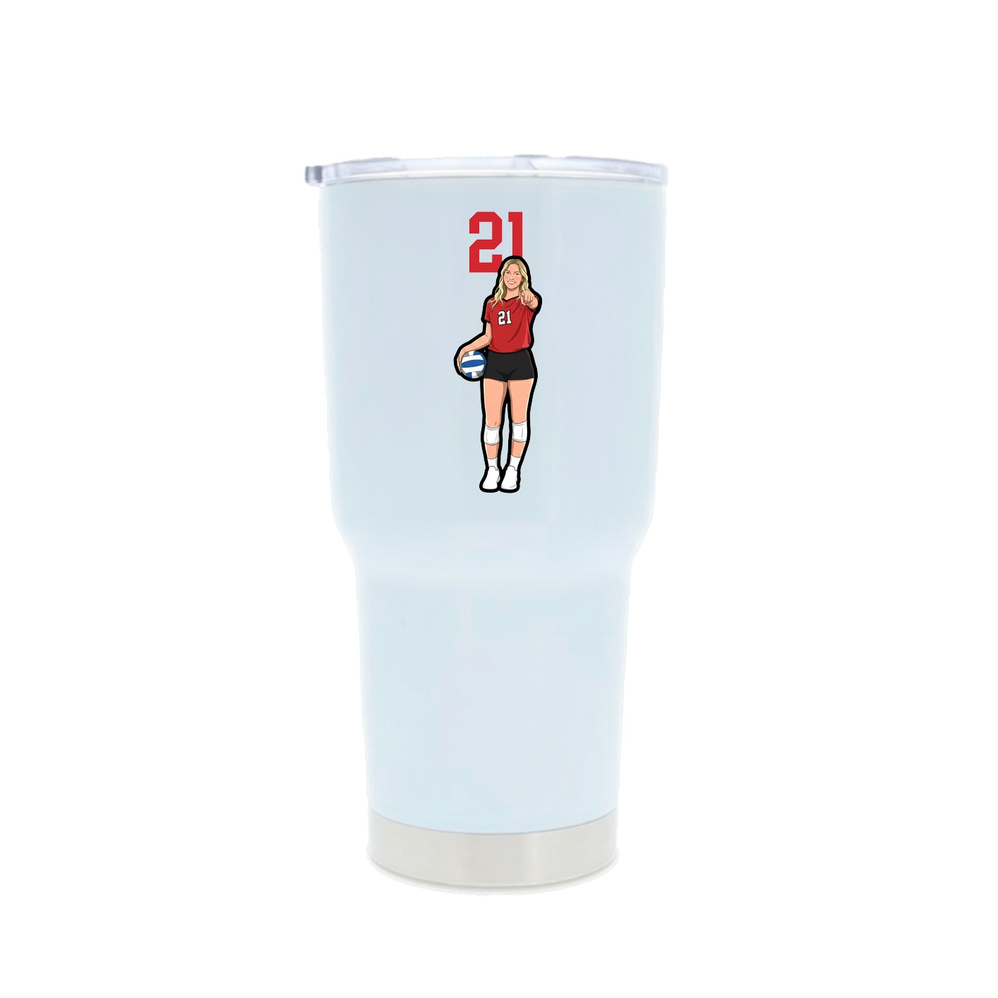 30oz Stainless Steel Tumbler — Number Top in White