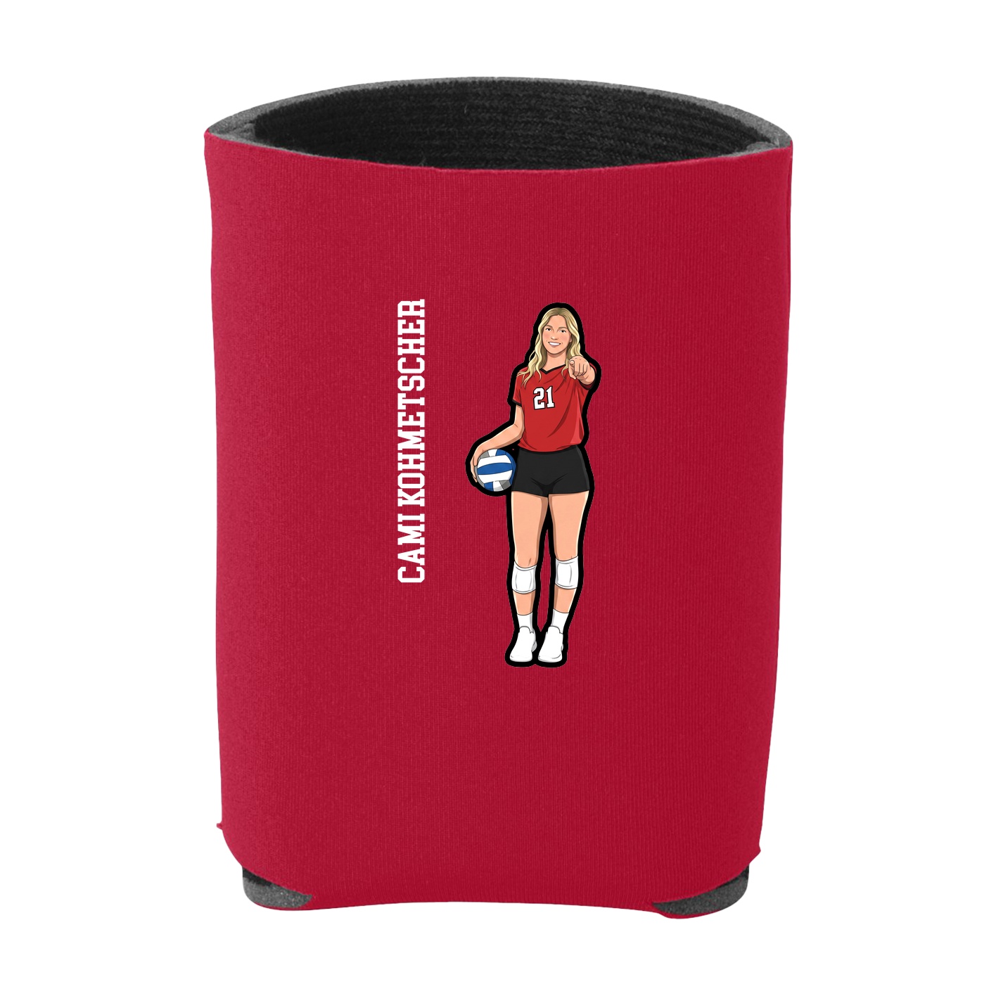 Can Holder — Name Vertical in Red