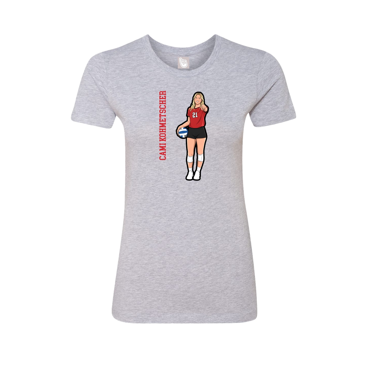 Fitted Women's Tee — Name Vertical in Grey