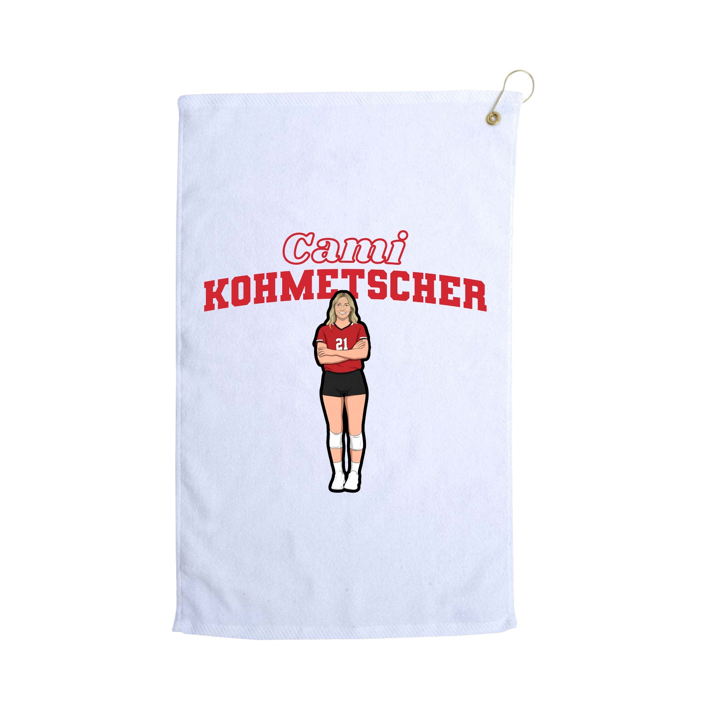 Golf Towel — Name Arch in White