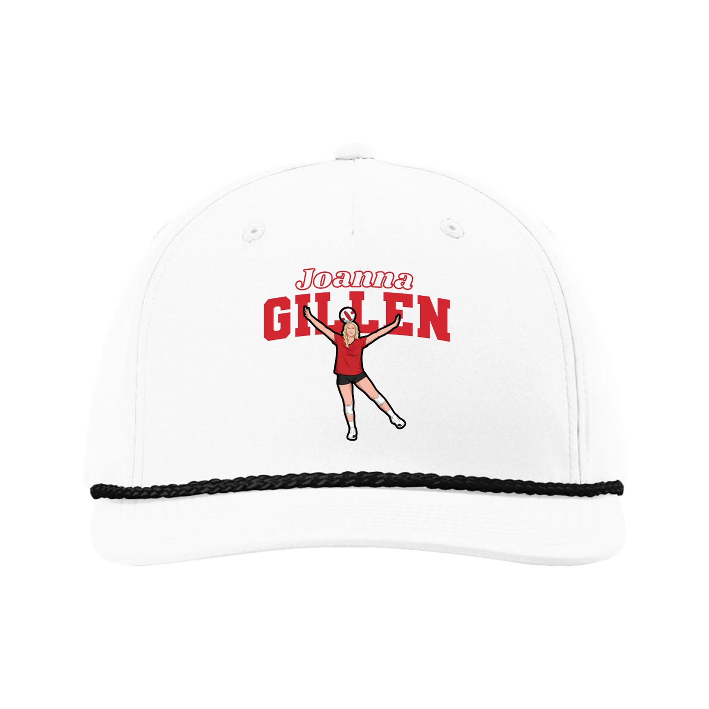 Five-Panel Classic Rope Cap — Name Arch in White