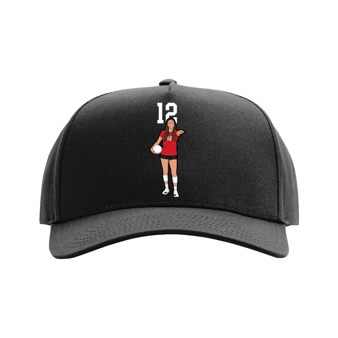 Full Fabric Five-Panel Champ Cap — Number Top in Black