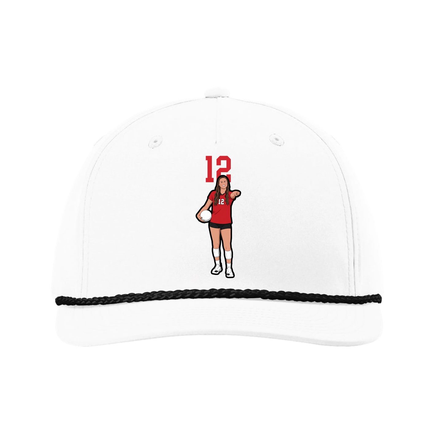Five-Panel Classic Rope Cap — Number Top in White