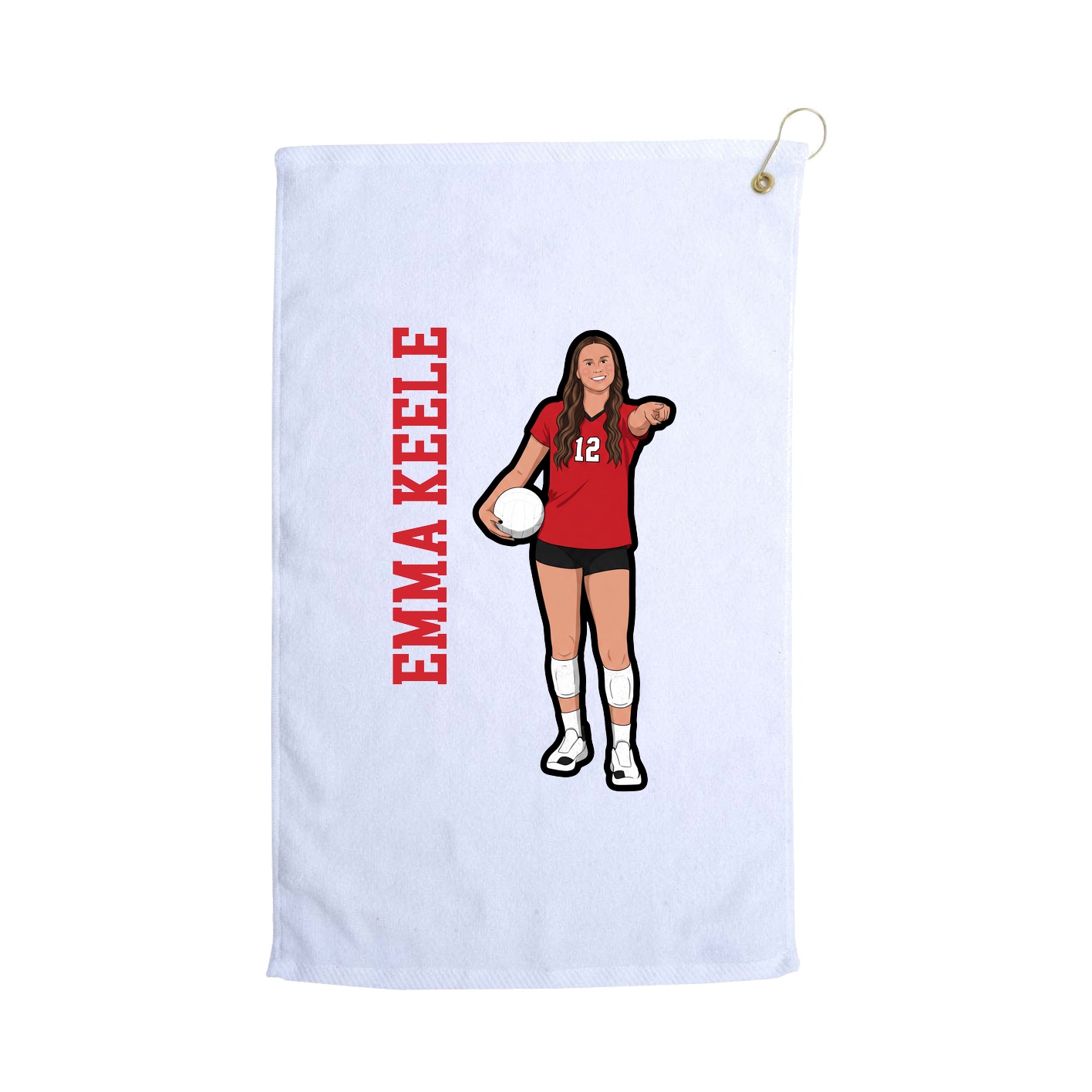 Golf Towel — Name Vertical in White