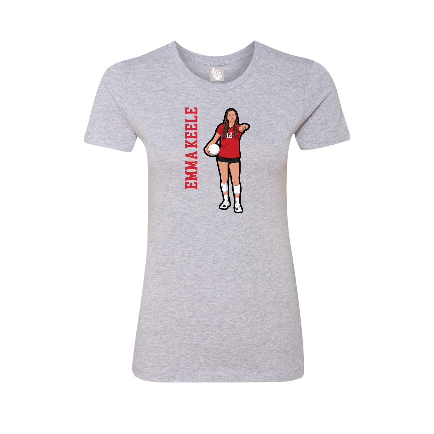 Fitted Women's Tee — Name Vertical in Grey