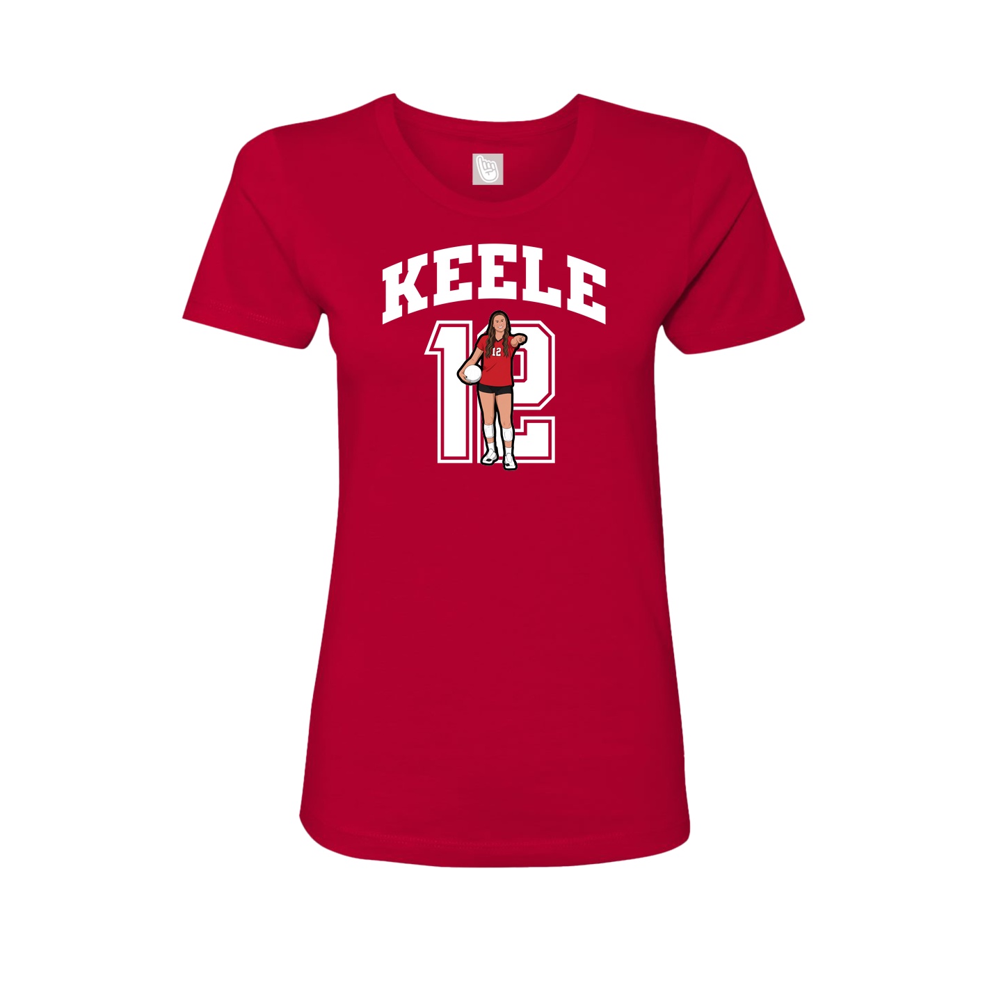 Fitted Women's Tee — Number in Red