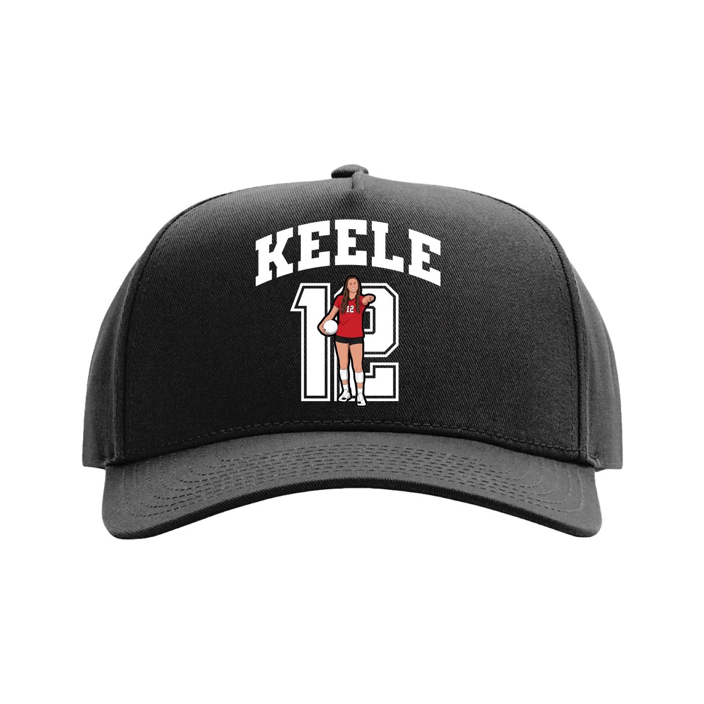 Full Fabric Five-Panel Champ Cap — Number in Black