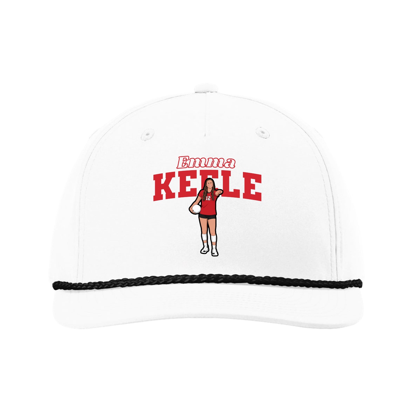 Five-Panel Classic Rope Cap — Name Arch in White