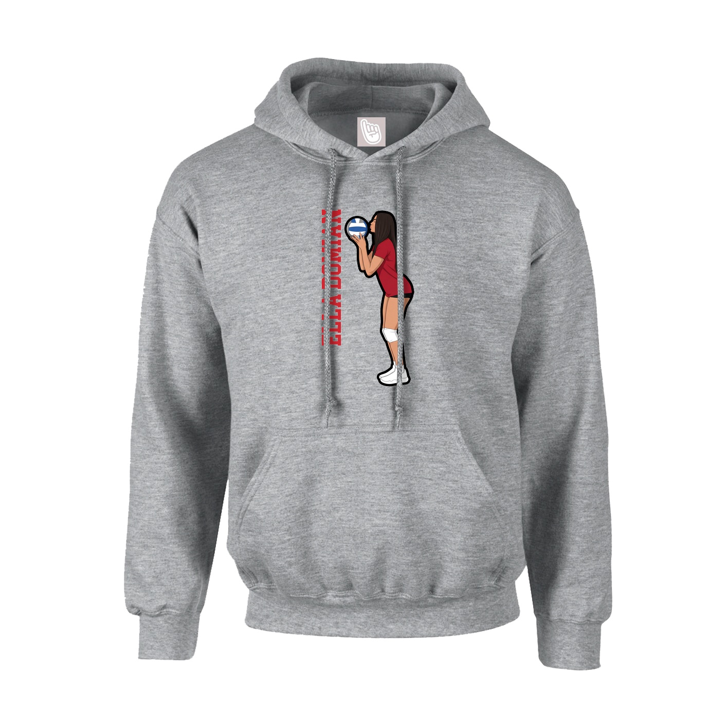 Youth Hoodie — Name Vertical in Grey