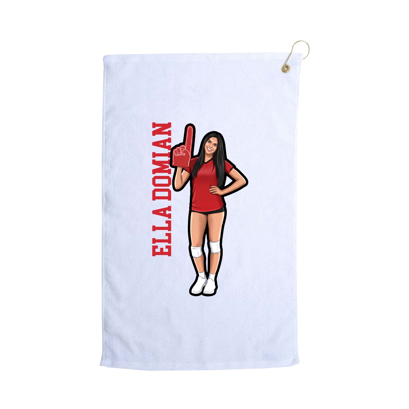 Golf Towel — Name Vertical in White