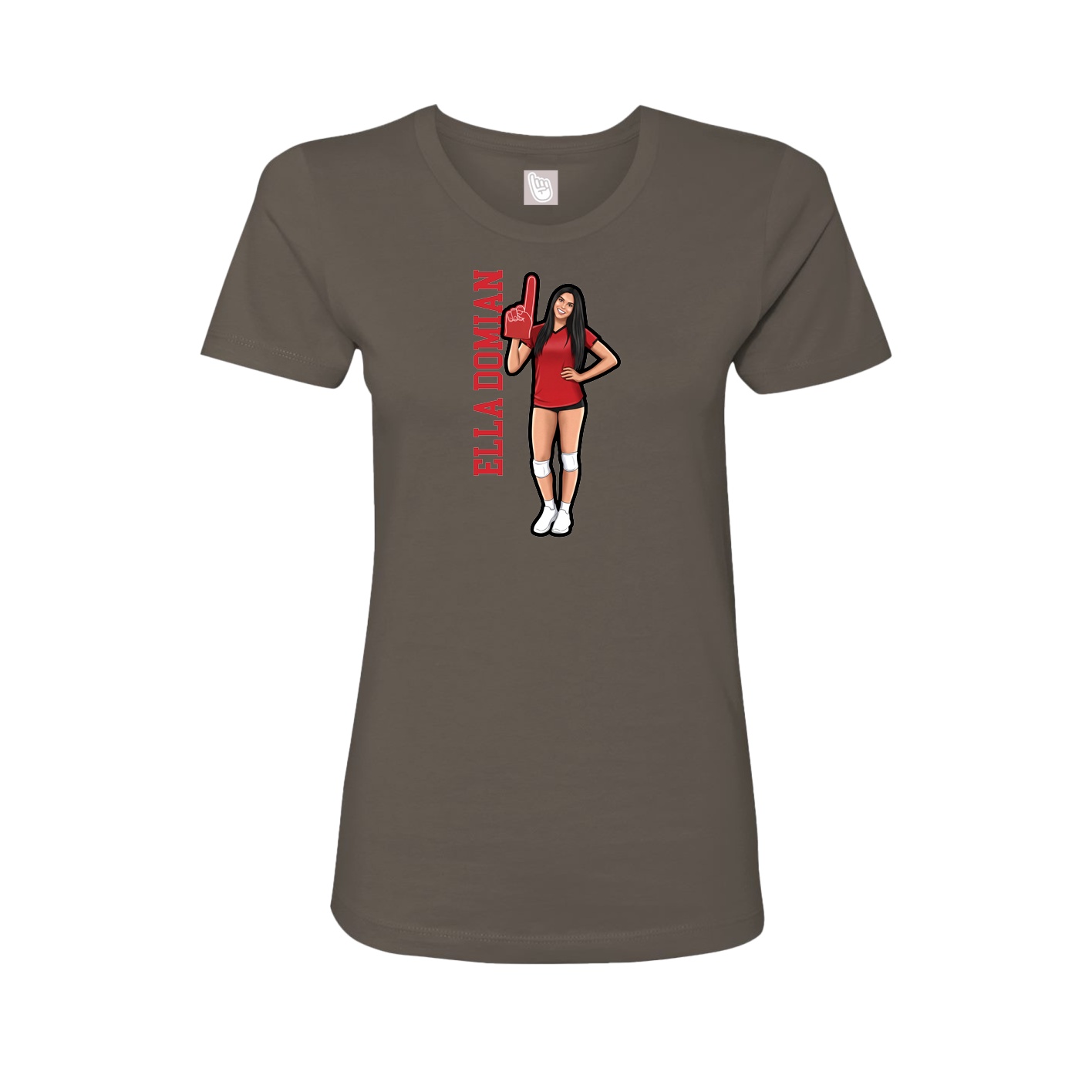 Fitted Women's Tee — Name Vertical in Grey