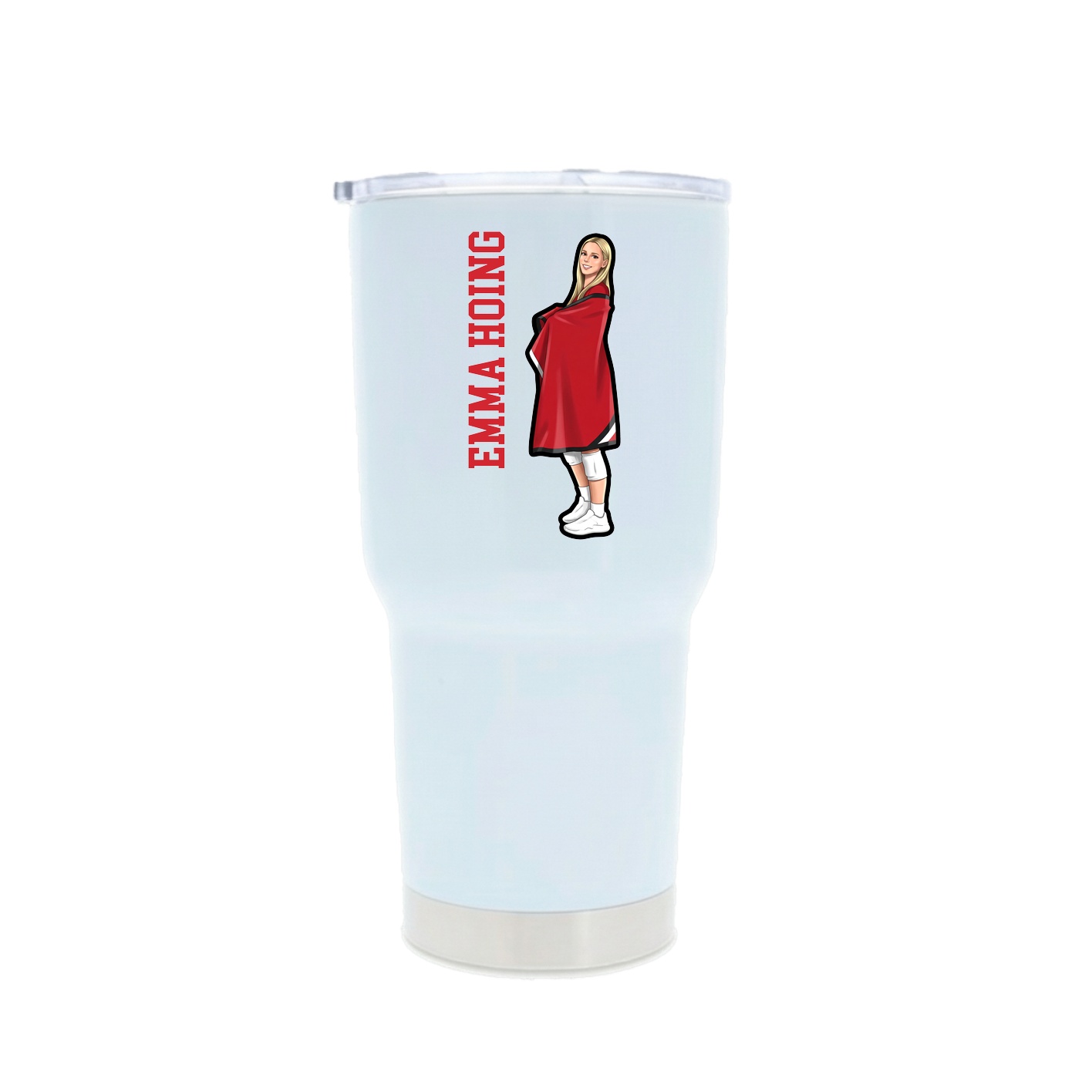 30oz Stainless Steel Tumbler — Name Vertical in White