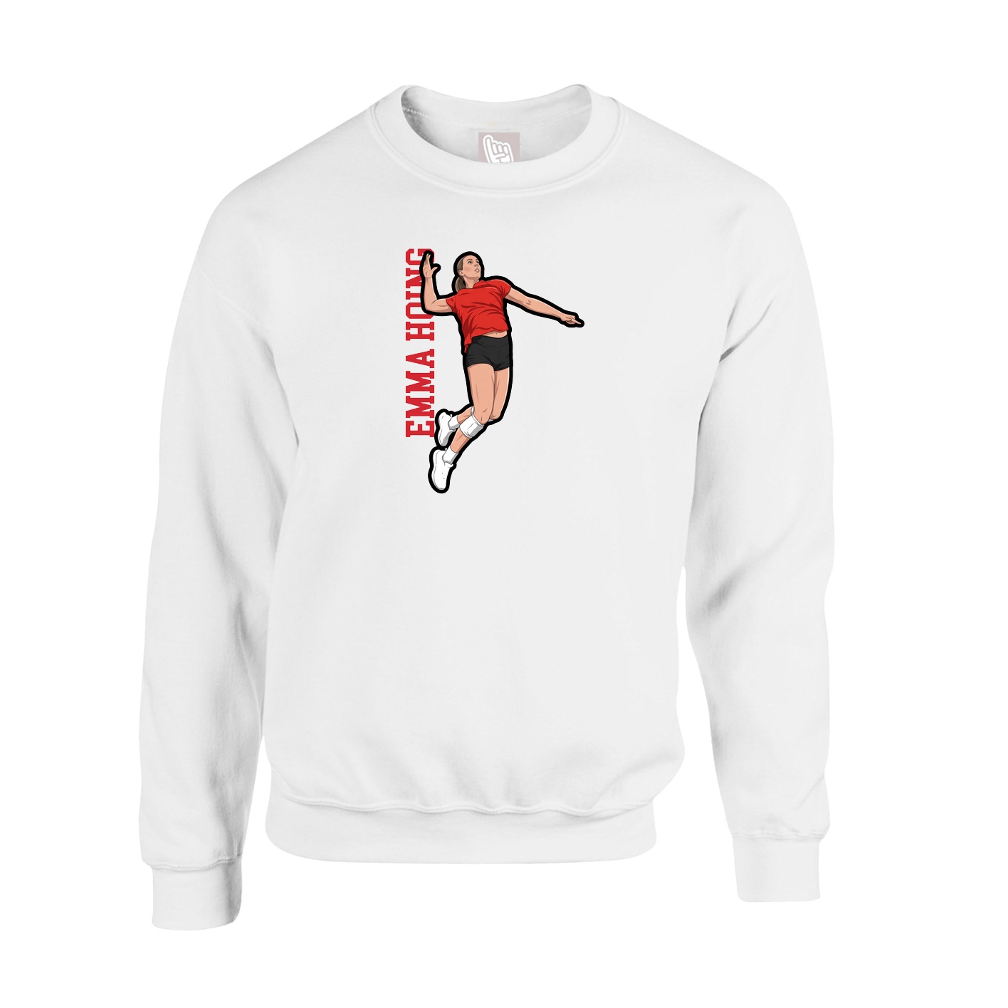 Fleece Crew — Name Vertical in White