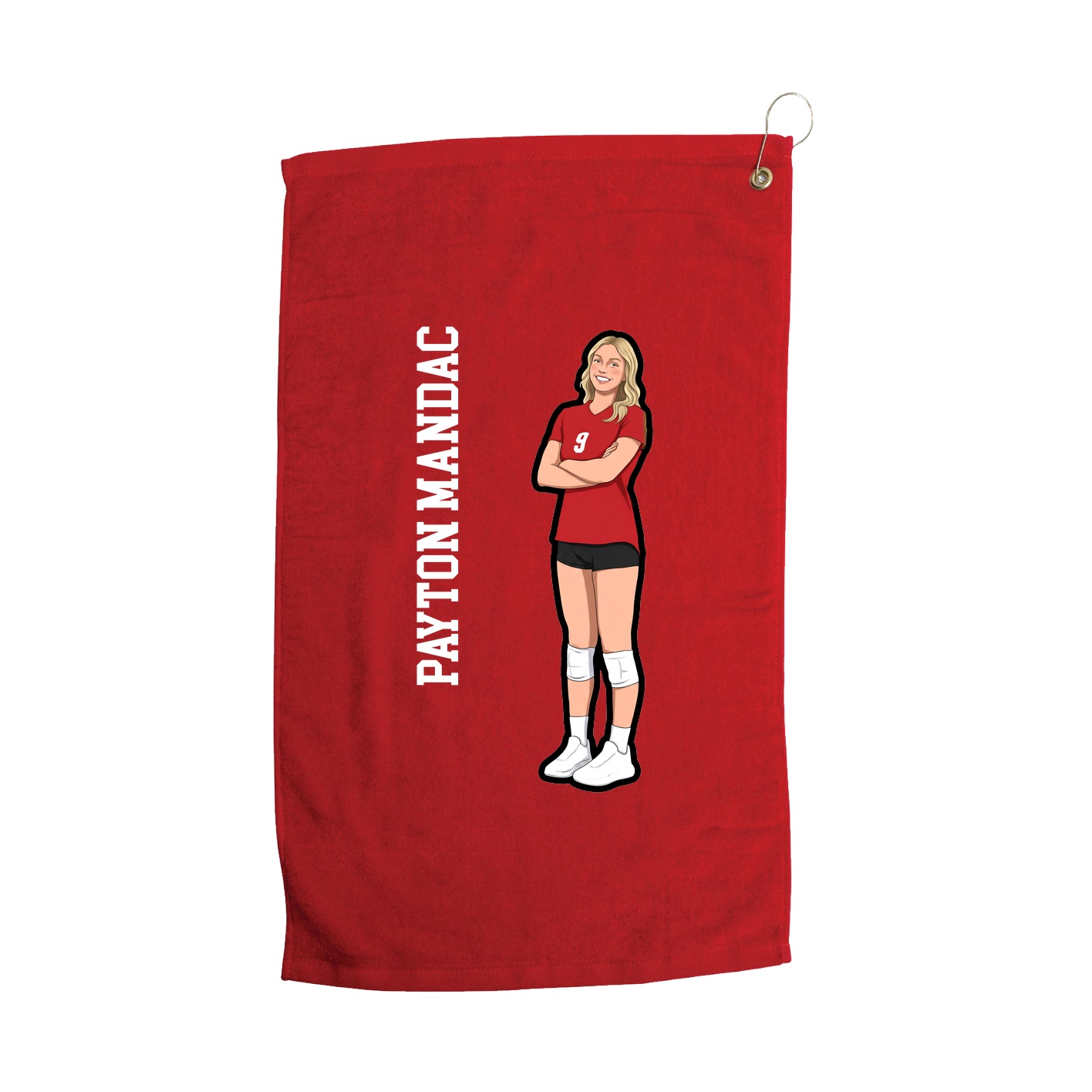 Golf Towel — Name Vertical in Red