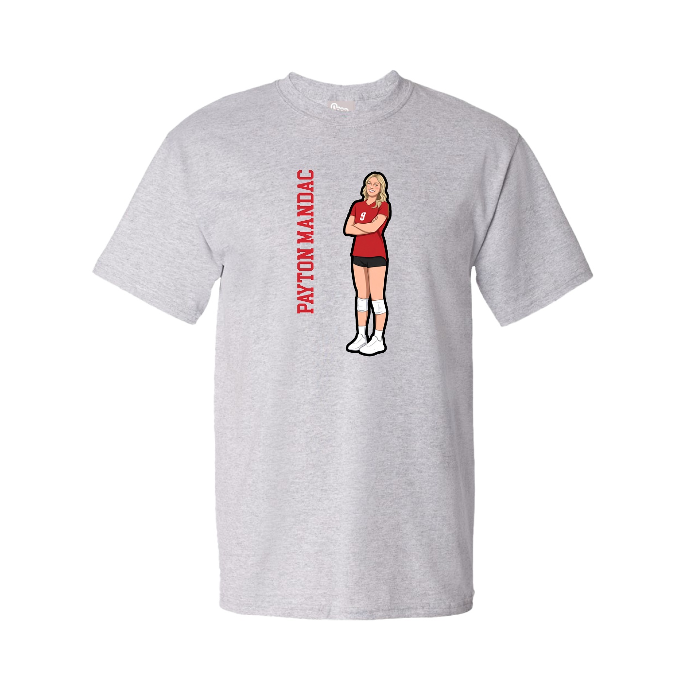 Youth Tee — Name Vertical in Grey