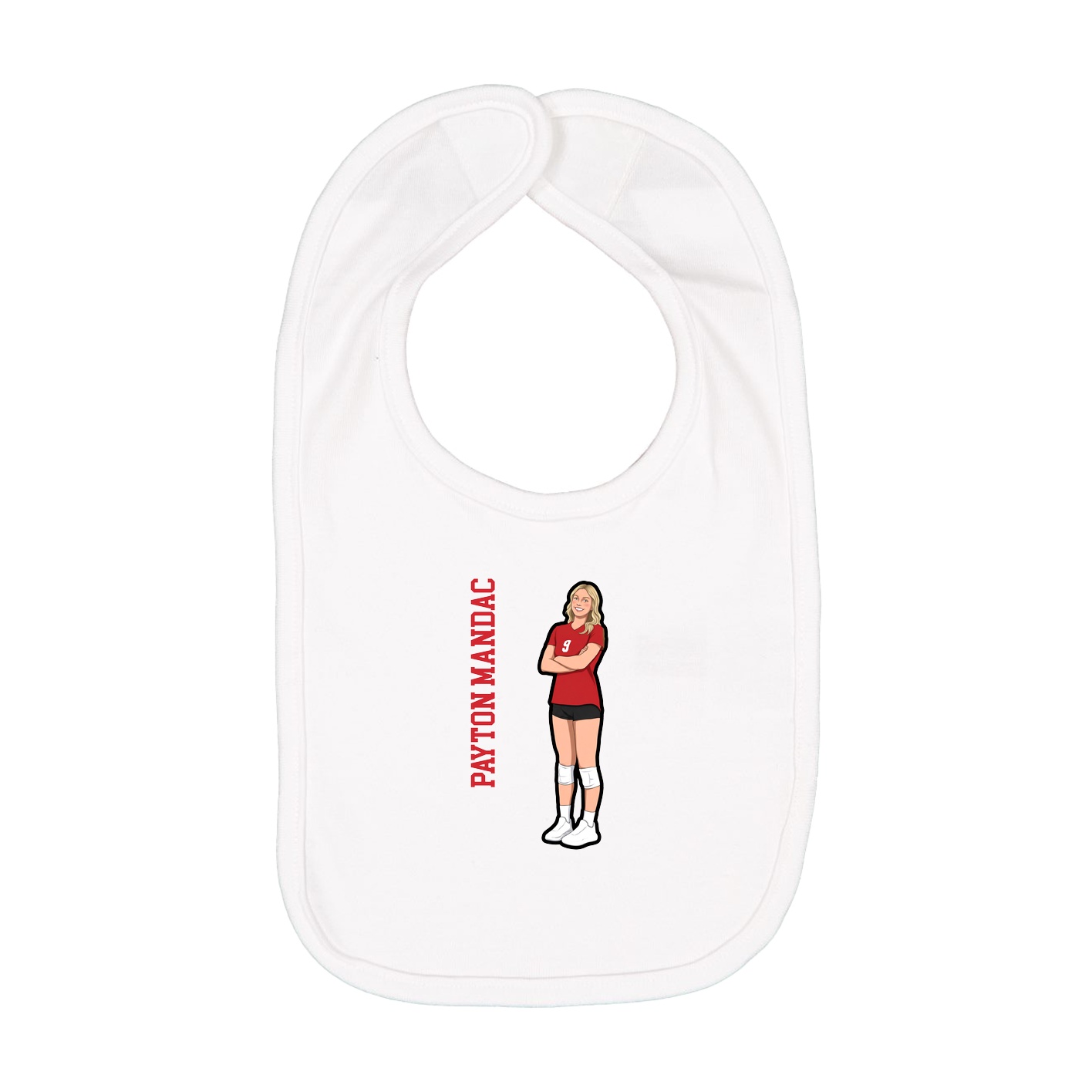 Infant Bib — Name Vertical in White