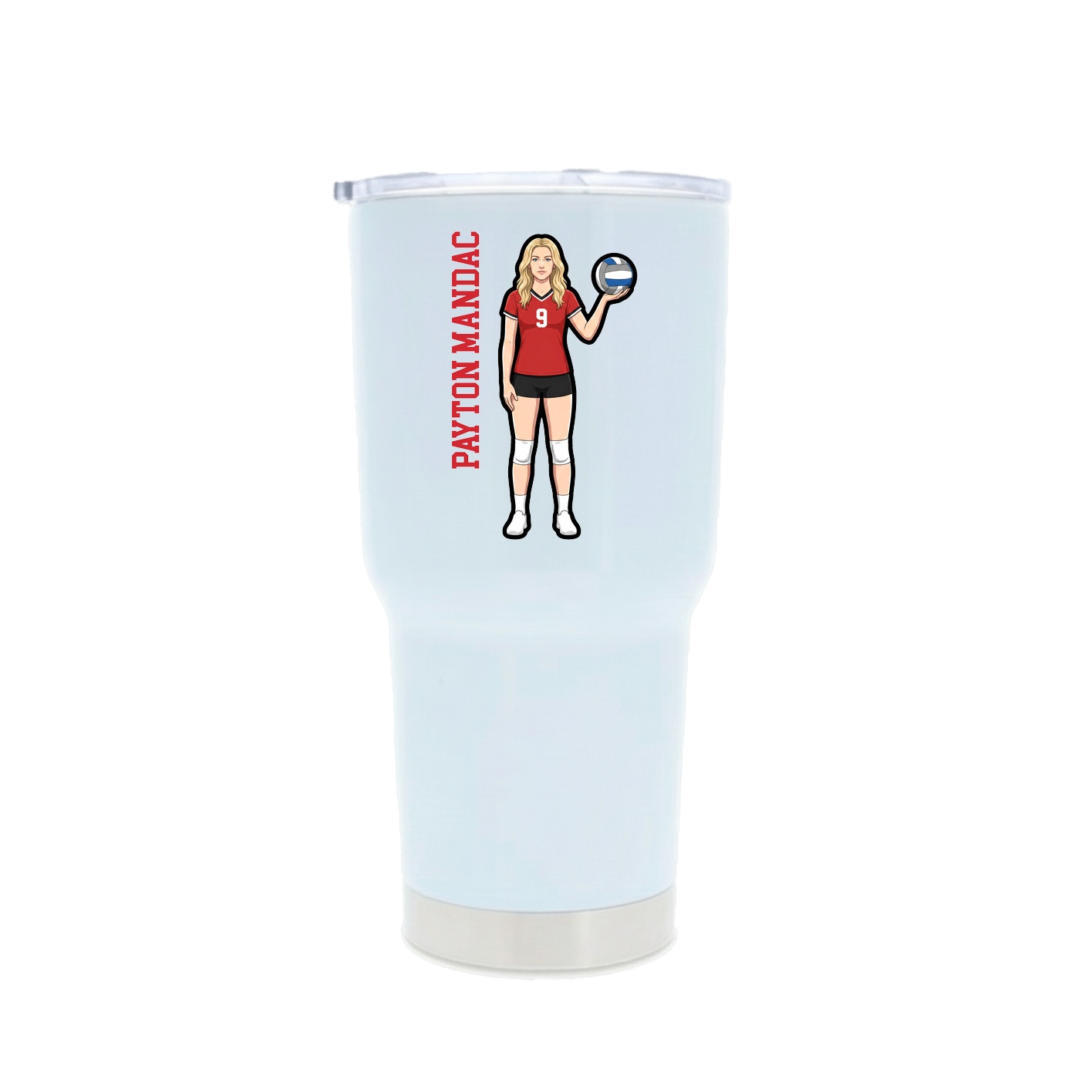 30oz Stainless Steel Tumbler — Name Vertical in White