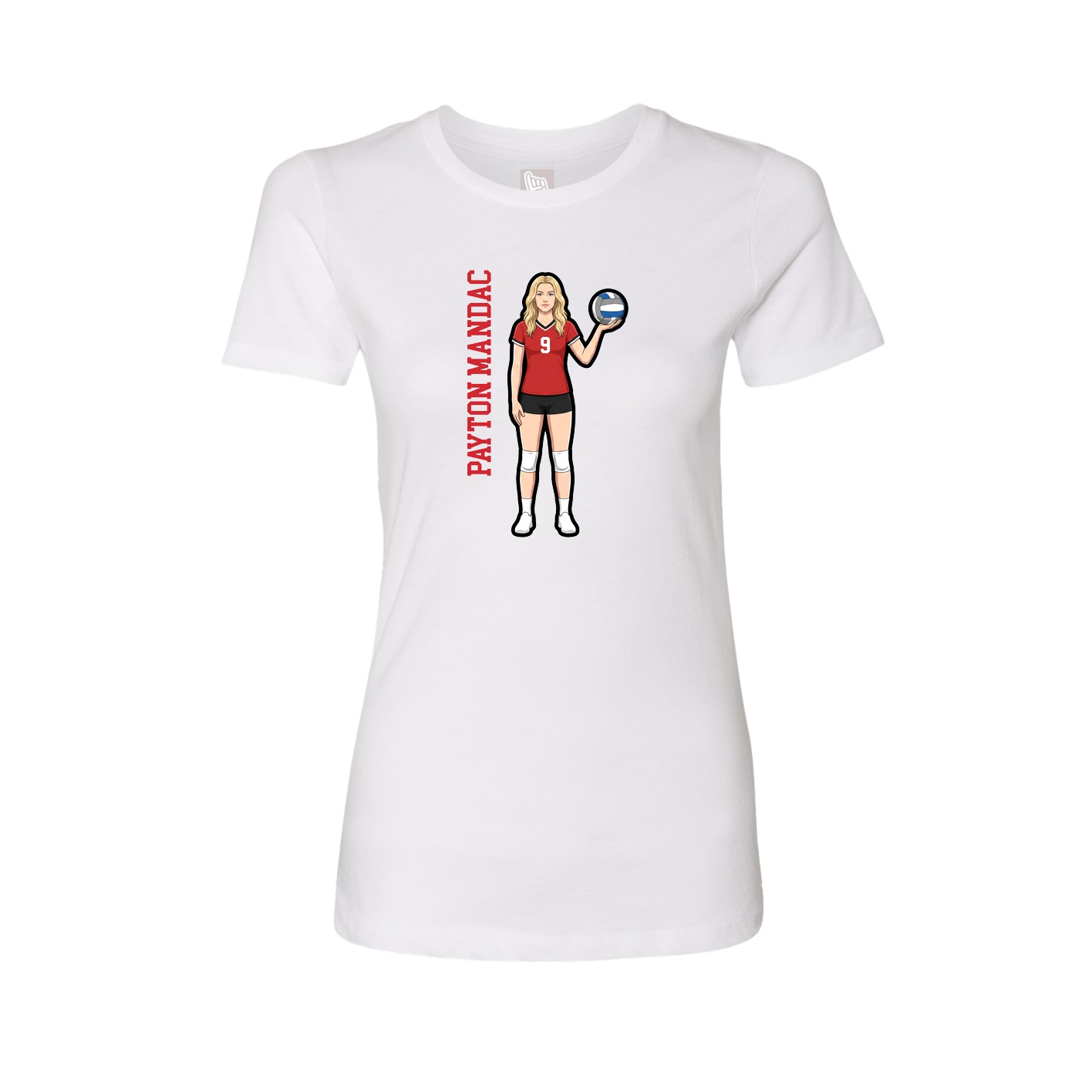 Womens Tee — Name Vertical in White