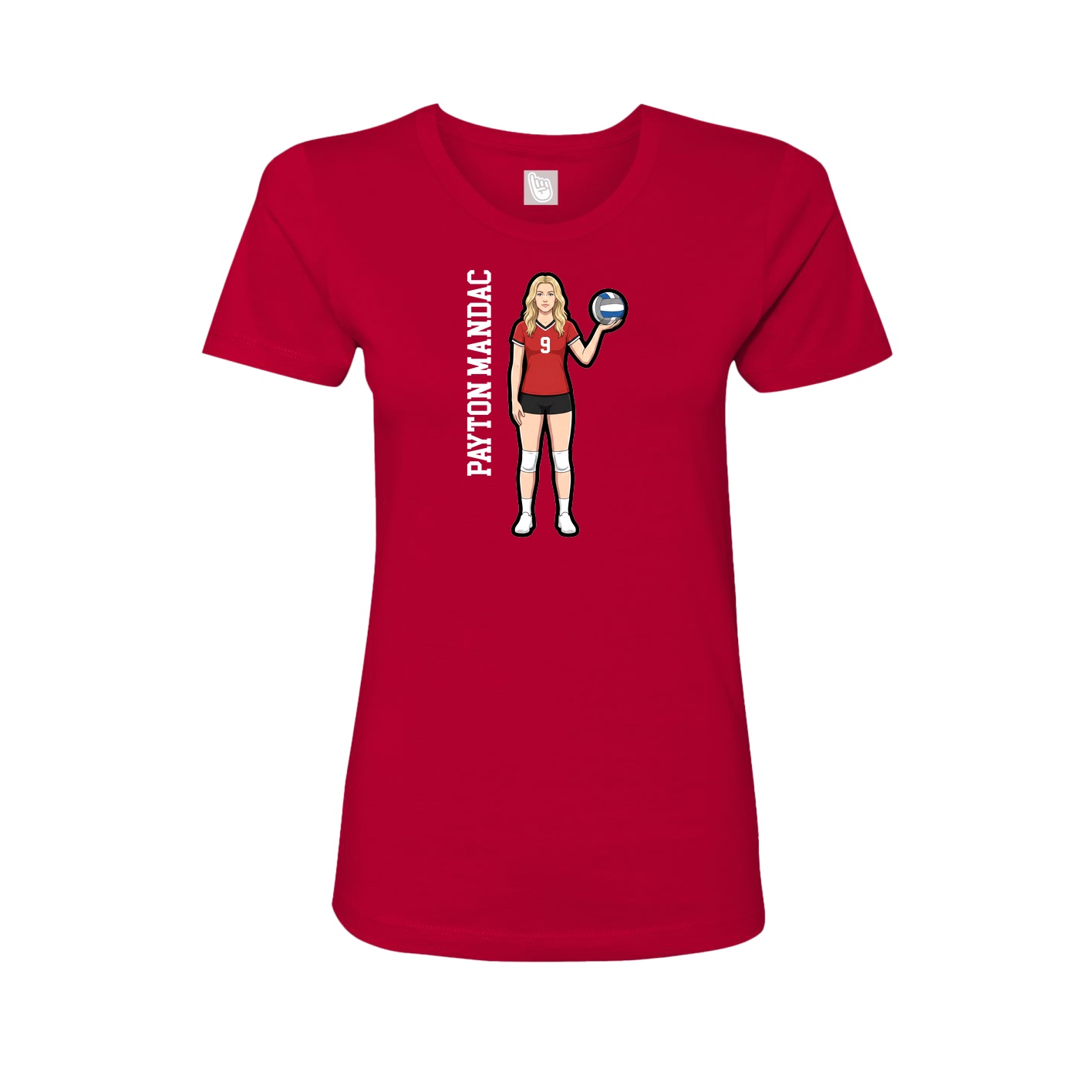 Fitted Women's Tee — Name Vertical in Red