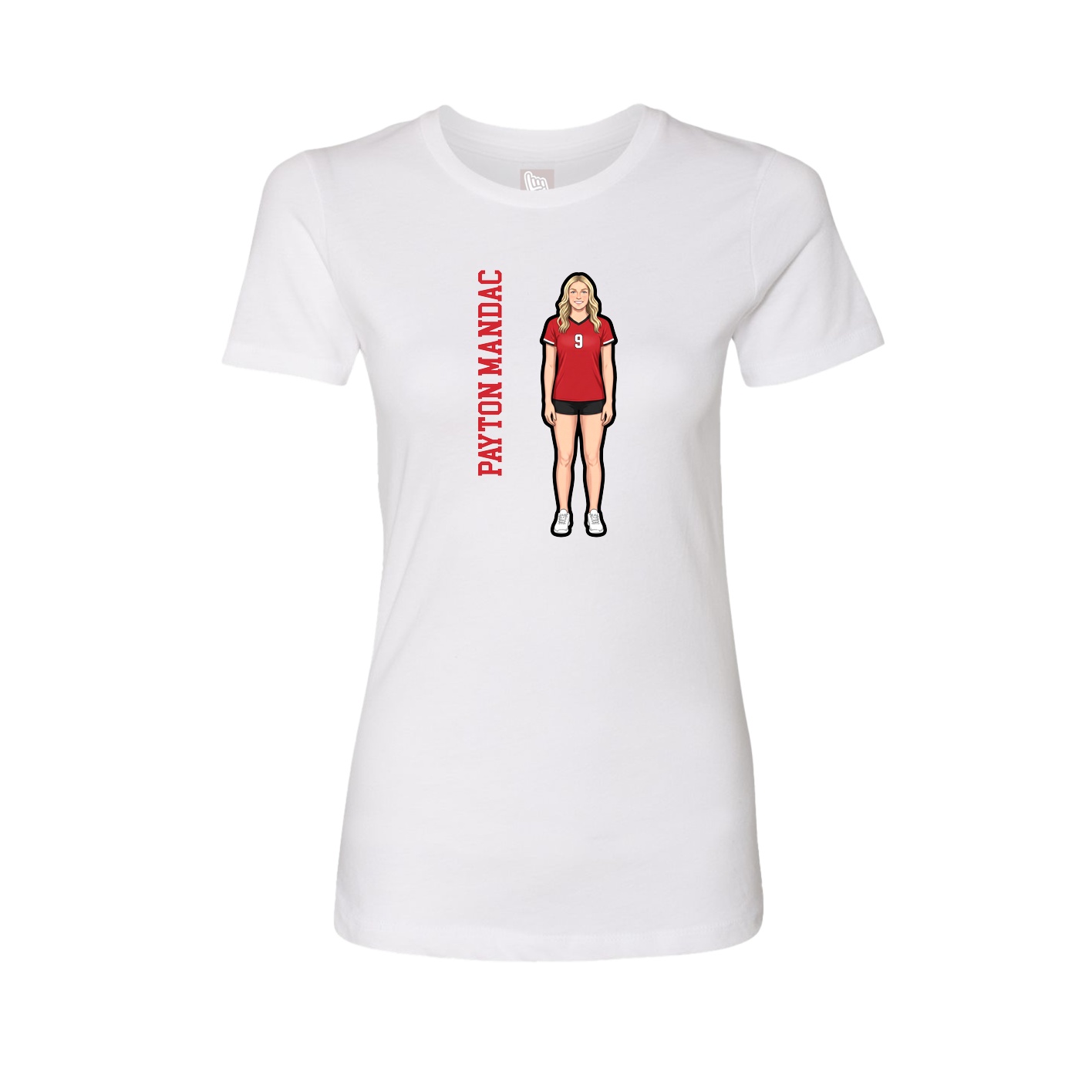 Fitted Women's Tee — Name Vertical in White